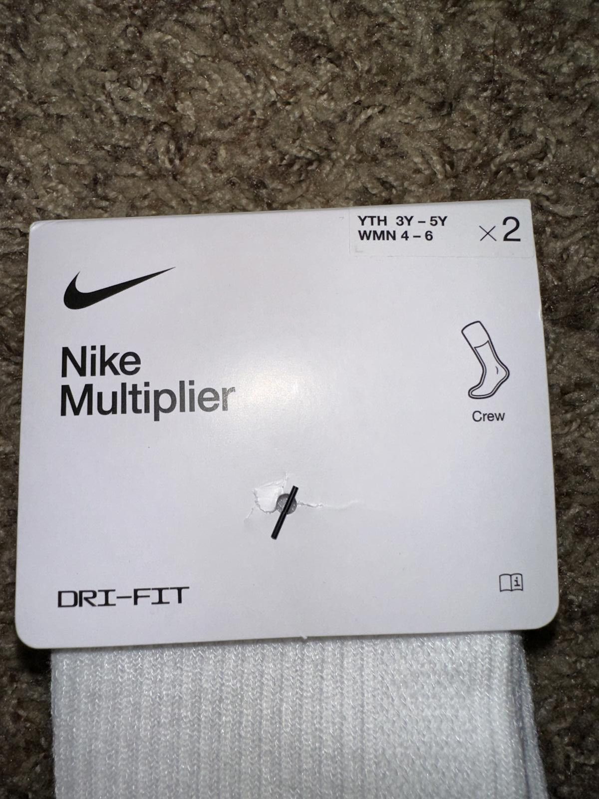 Nike Nike Multiplier Dri-Fit Tennis Running White Crew Socks Size ONE SIZE - 3 Thumbnail
