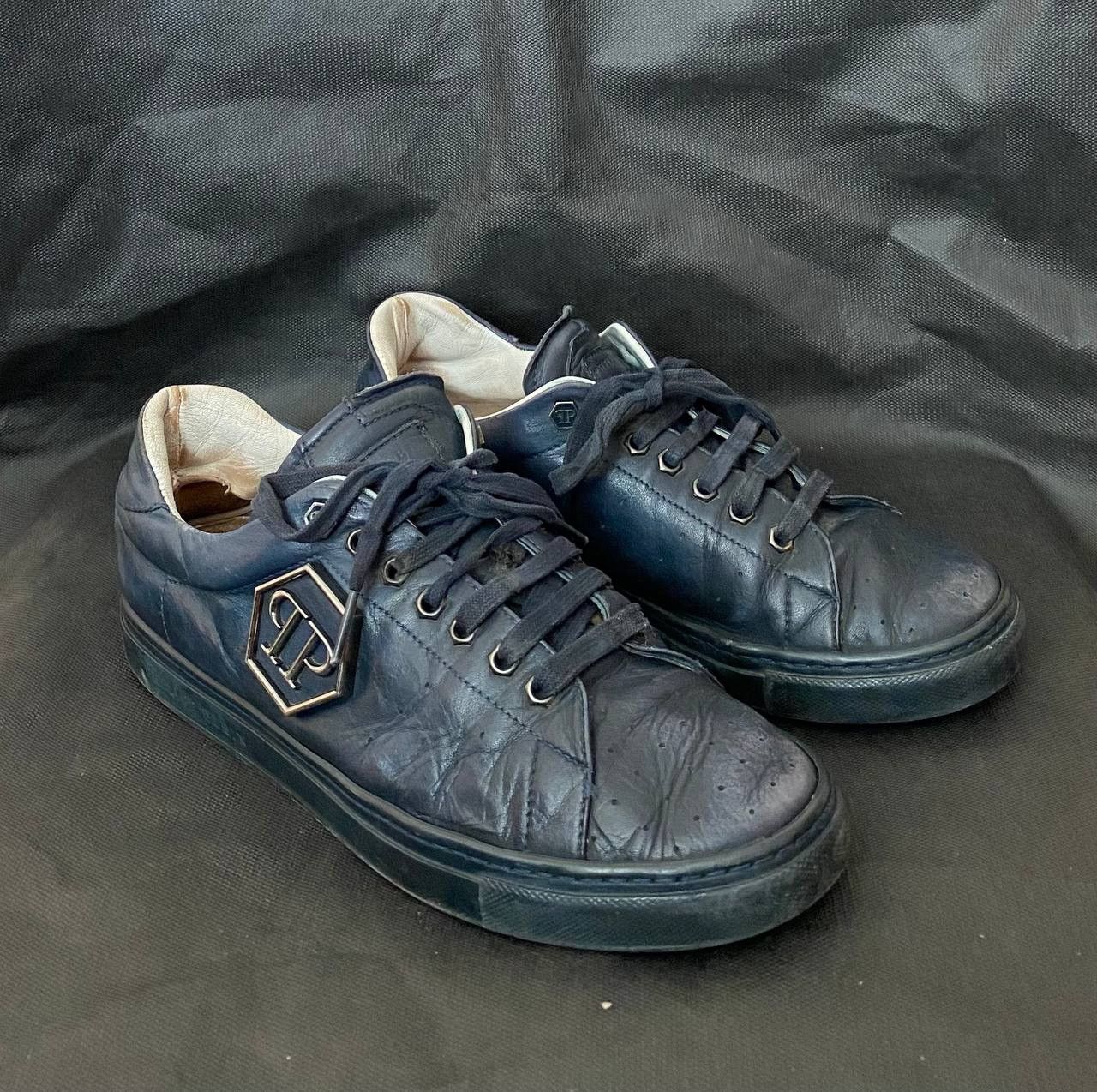 Philipp Plein 🔥 Philipp Plein Men Sneakers Size 40 Blue Leather Low Top Size US 7 / EU 40 - 2 Thumbnail