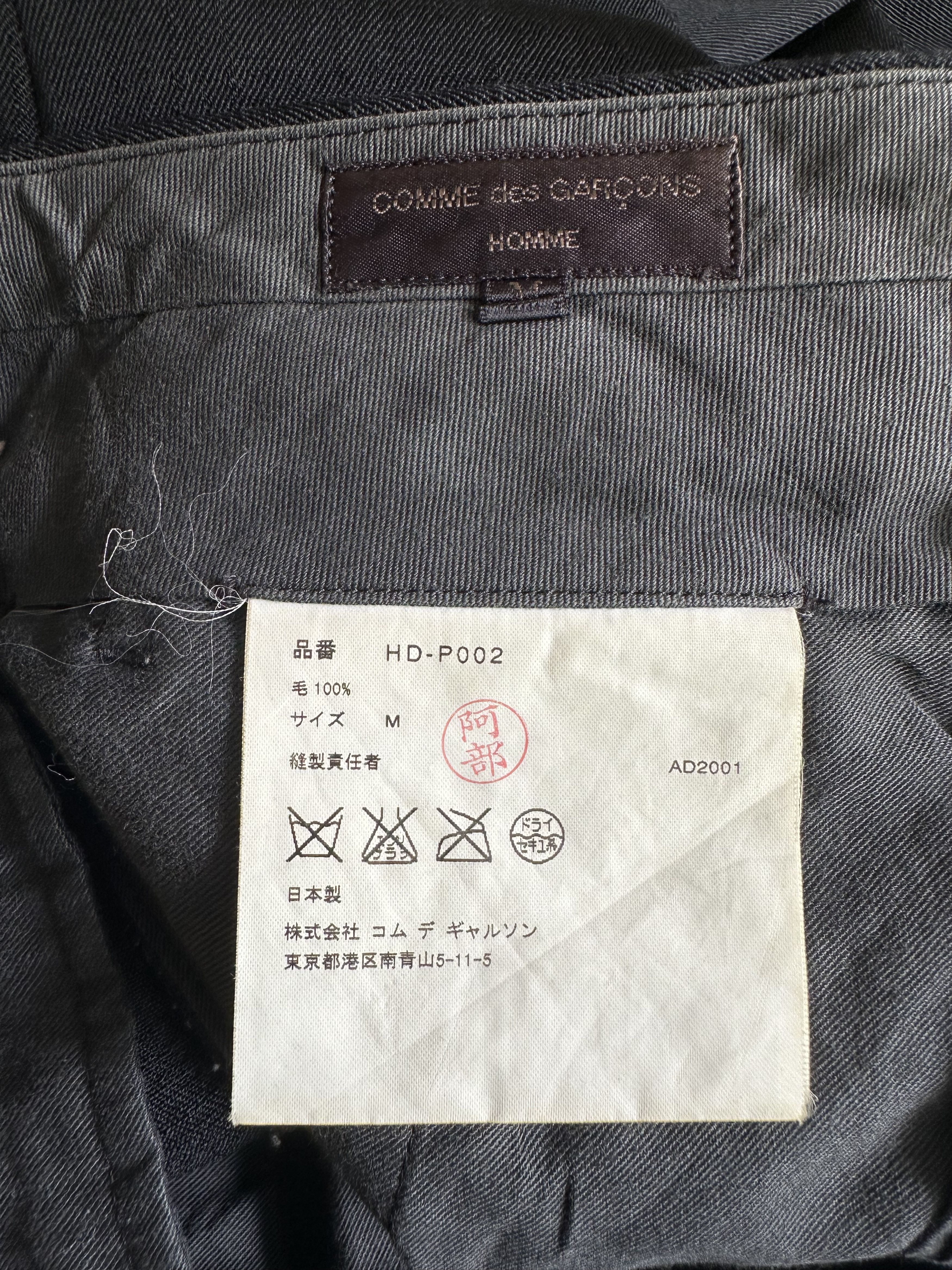 Comme des Garcons Homme Vintage AD01 CDGH Wool Black Baggy Trouser Pant Size US 31 - 15 Thumbnail