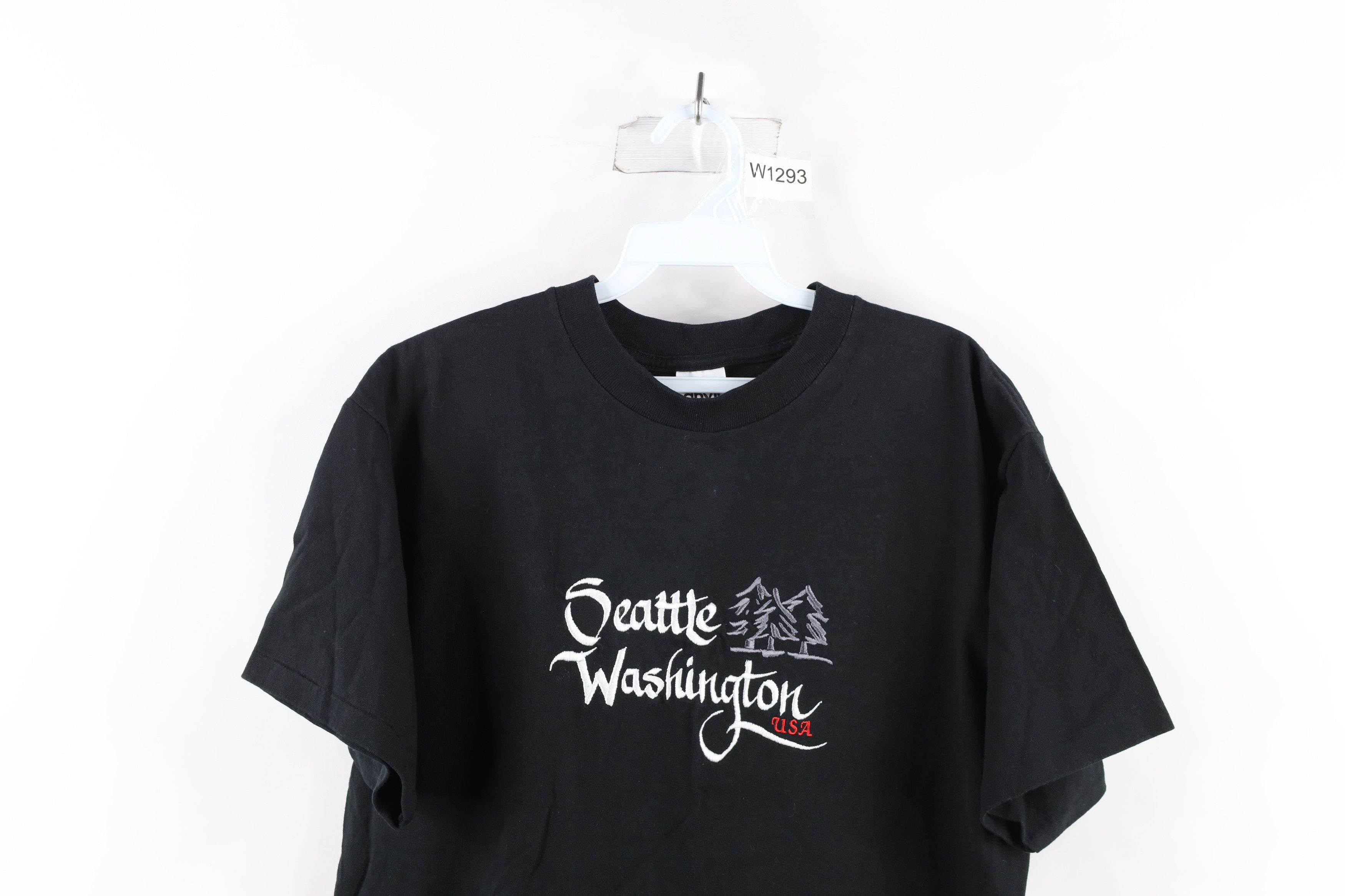 Vintage Vintage 90s Spell Out Seattle Washington T-Shirt Black USA Size US L / EU 52-54 / 3 - 2 Thumbnail