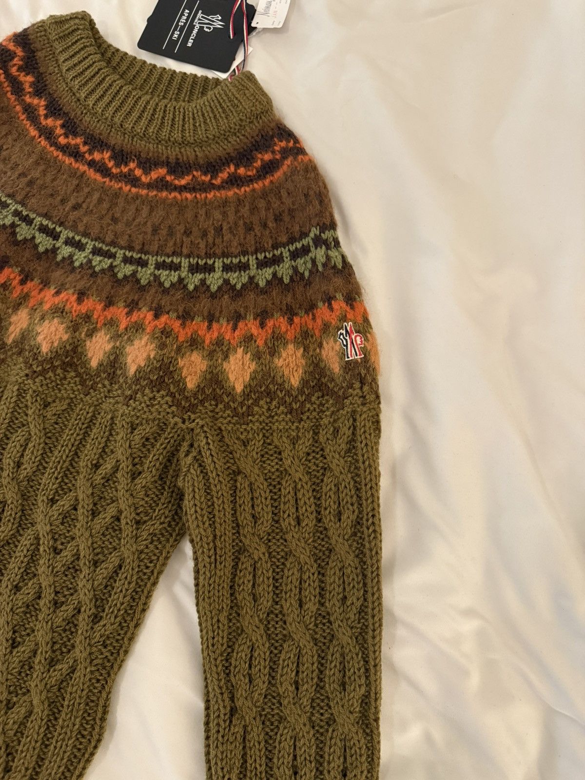 Moncler Grenoble Moncler Cable Knit Sweater Fair Isle Pattern Olive Green NWT Size US L / EU 52-54 / 3 - 7 Thumbnail