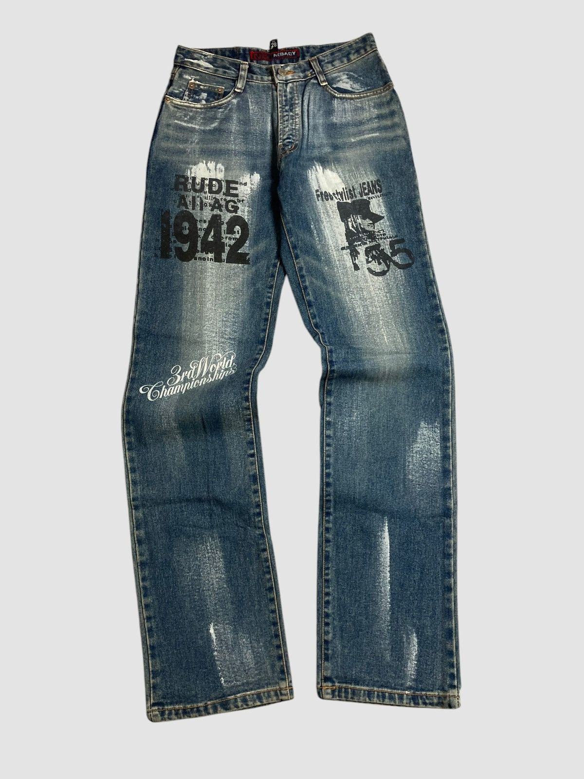 Hysteric Glamour × Japanese Brand NEBAJY Painted Art 1942 Unique Jeans Size US 28 / EU 44 - 1 Thumbnail
