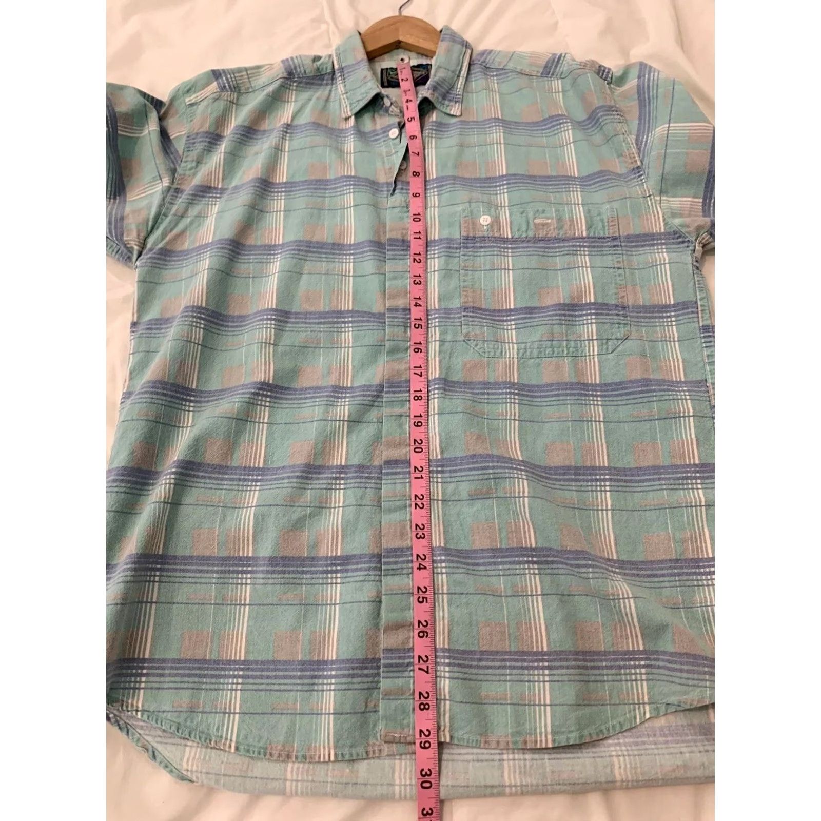 Vintage WEEKENDS VTG Blue Plaid Short Sleeve Button Front Shirt L Cotton, Weekends, Button-Up, Men, Blue, Size L Size US L / EU 52-54 / 3 - 5 Thumbnail