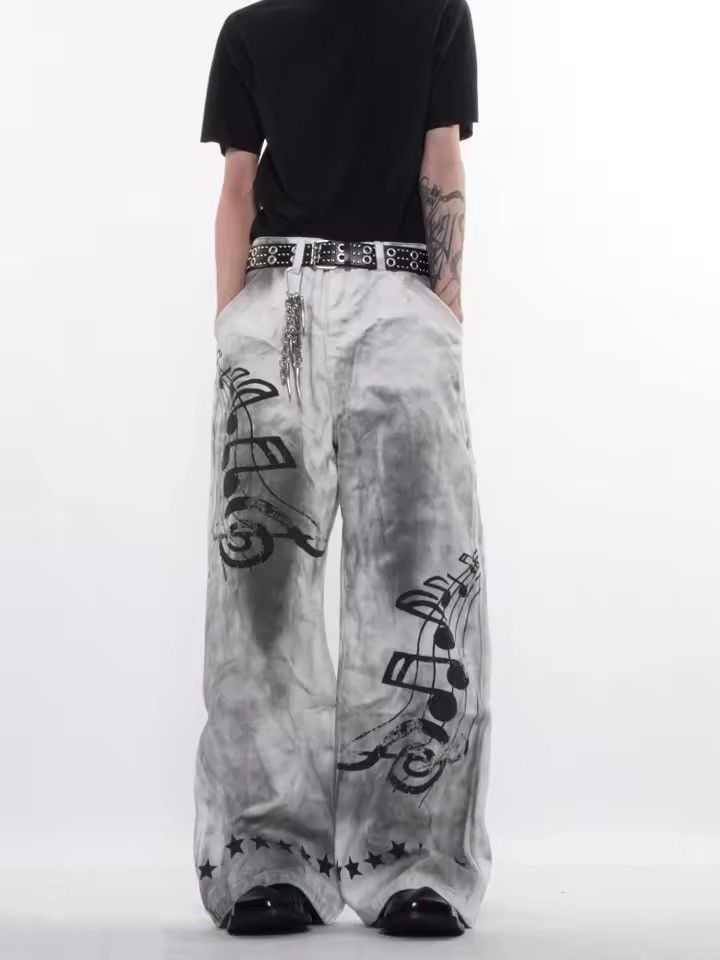Japanese Brand Y2K Style Dirty Washed White Baggy Jeans Size US 30 / EU 46 - 4 Thumbnail