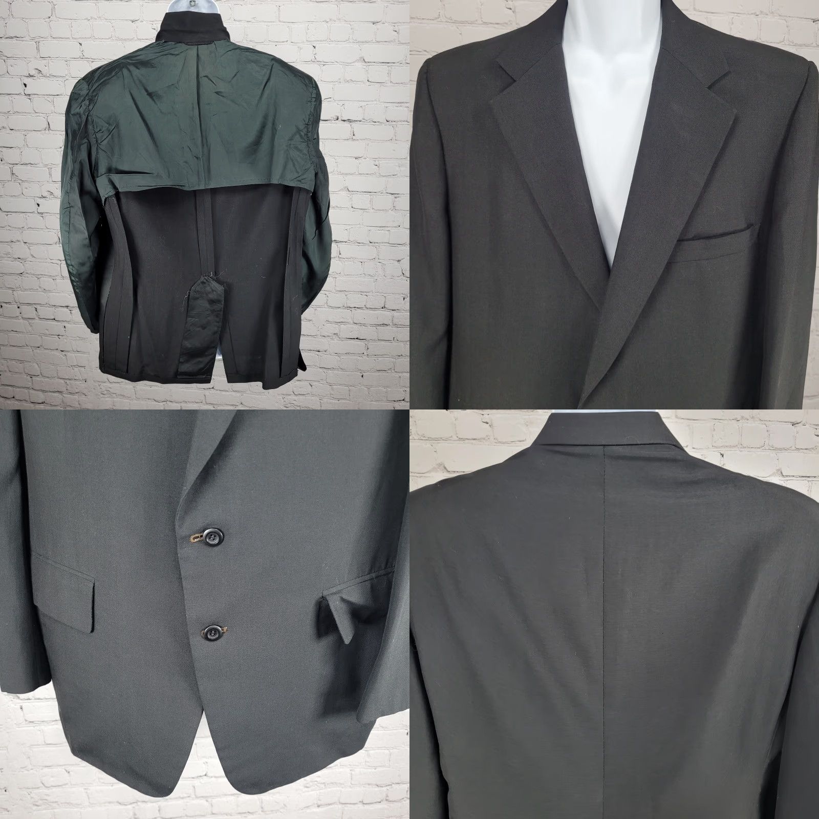Vintage VTG Botany 500 Tailored By Daroff Black 2 Button Notch Blazer Sport Coat USA 46R Mens Size 46R - 8 Thumbnail