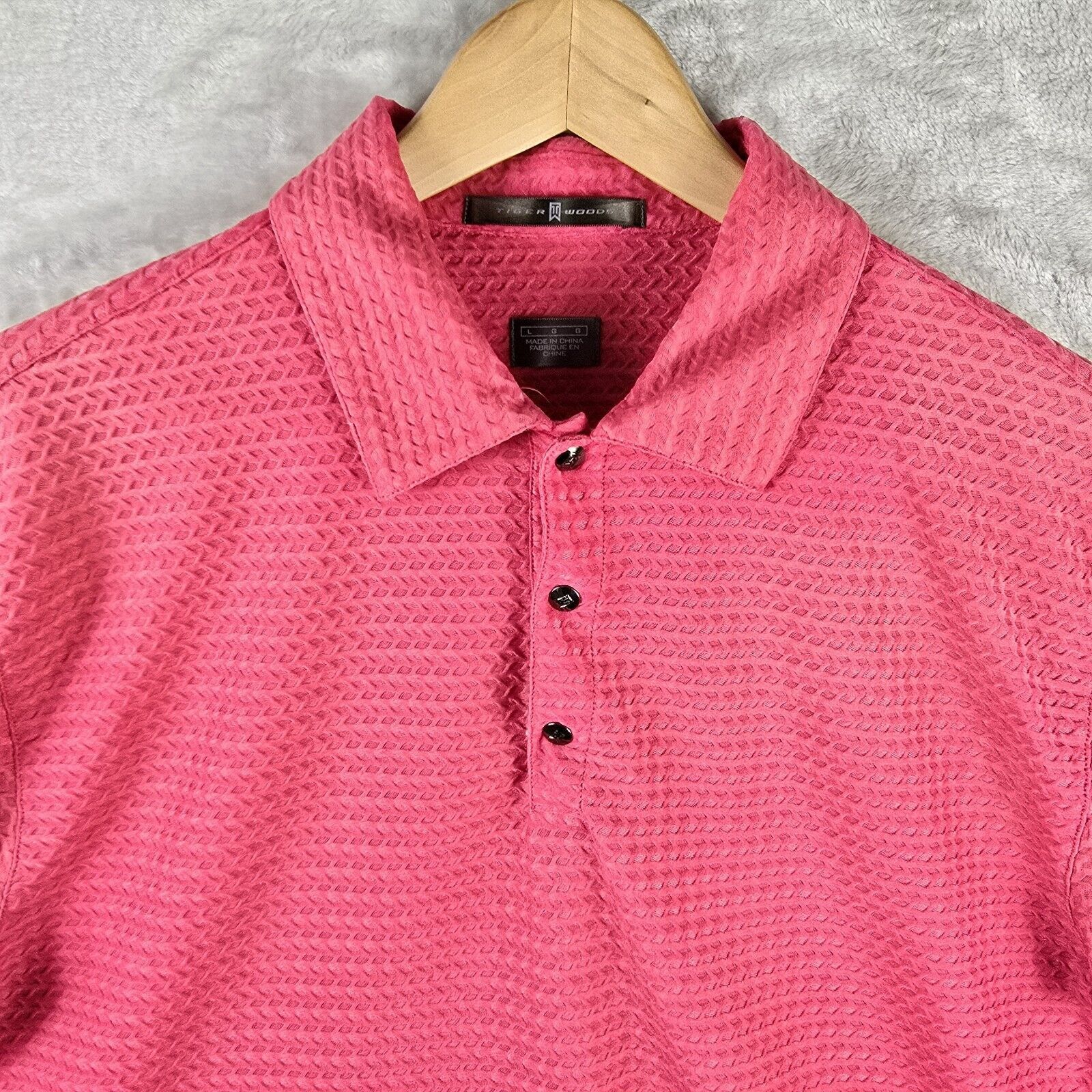 Tiger Woods Tiger Woods Textured Polo Shirt Mens Large Pink Golf Size US L / EU 52-54 / 3 - 3 Thumbnail