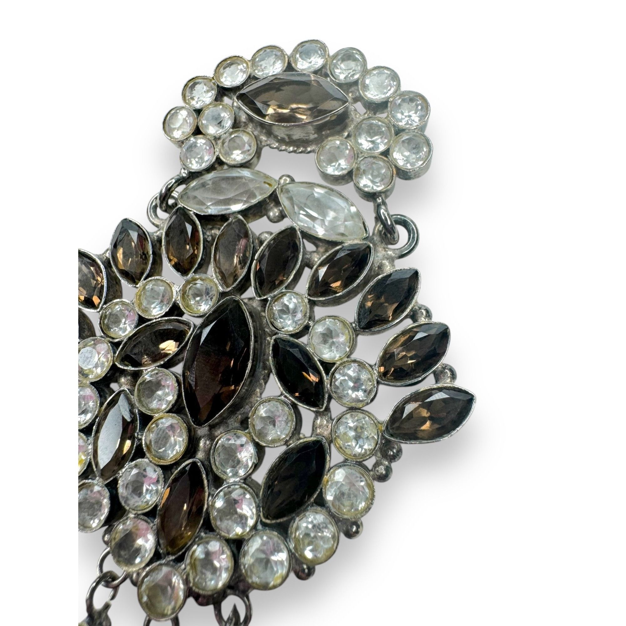Other Vintage Sterling Silver Smoky Quartz & Crystal Brooch Pin Pe Size ONE SIZE - 15 Thumbnail