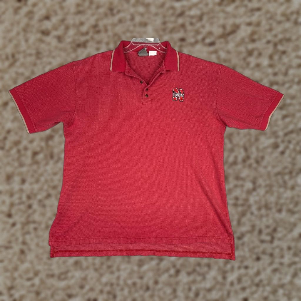 Vintage Terry Apparel Polo Shirt Mens XL Red Nebraska Huskers Embroidered Logo Size US XL / EU 56 / 4 - 1 Thumbnail