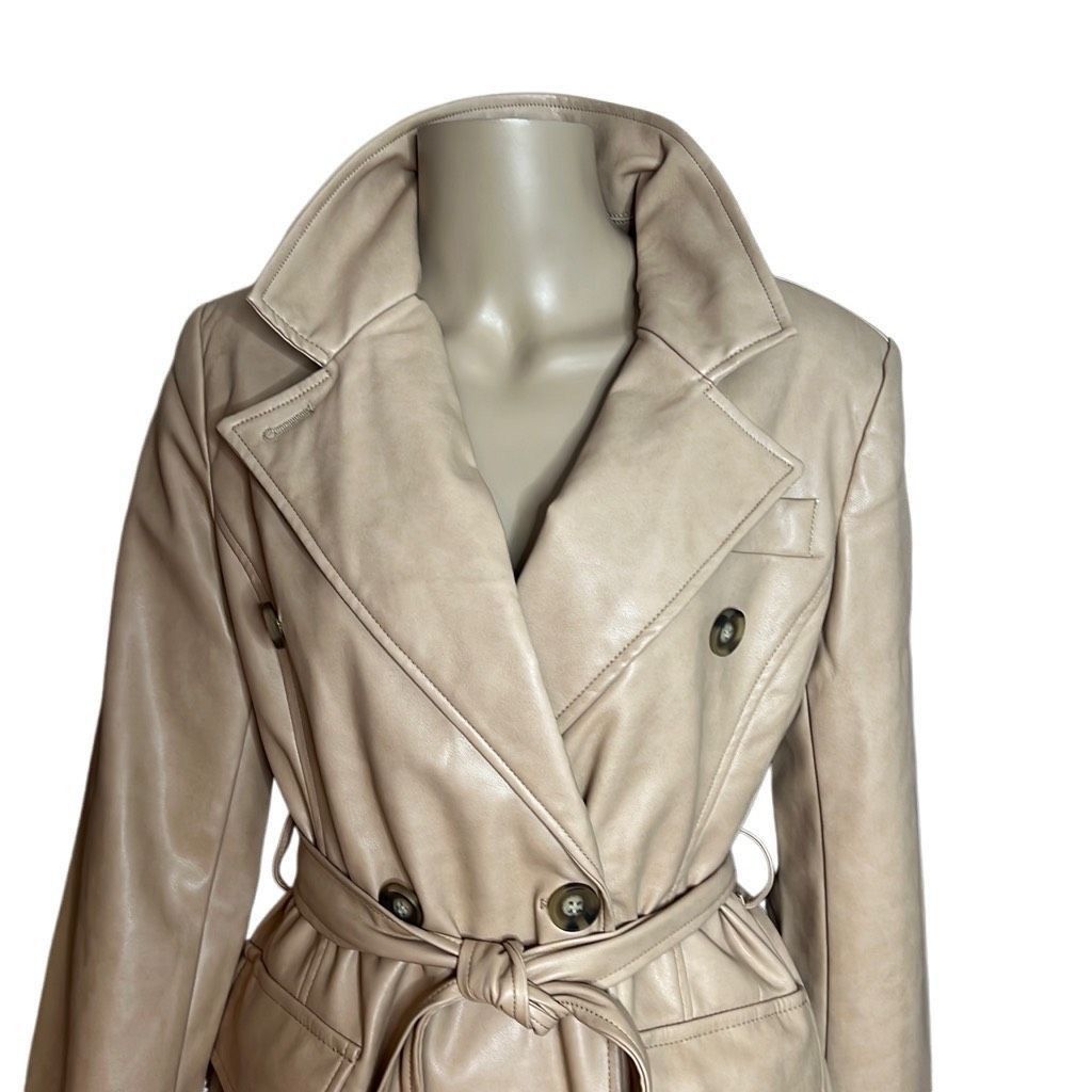 7 For All Mankind 7 For All Mankind Vegan Faux Leather Trench Belted Coat NWT Size S / US 4 / IT 40 - 2 Thumbnail