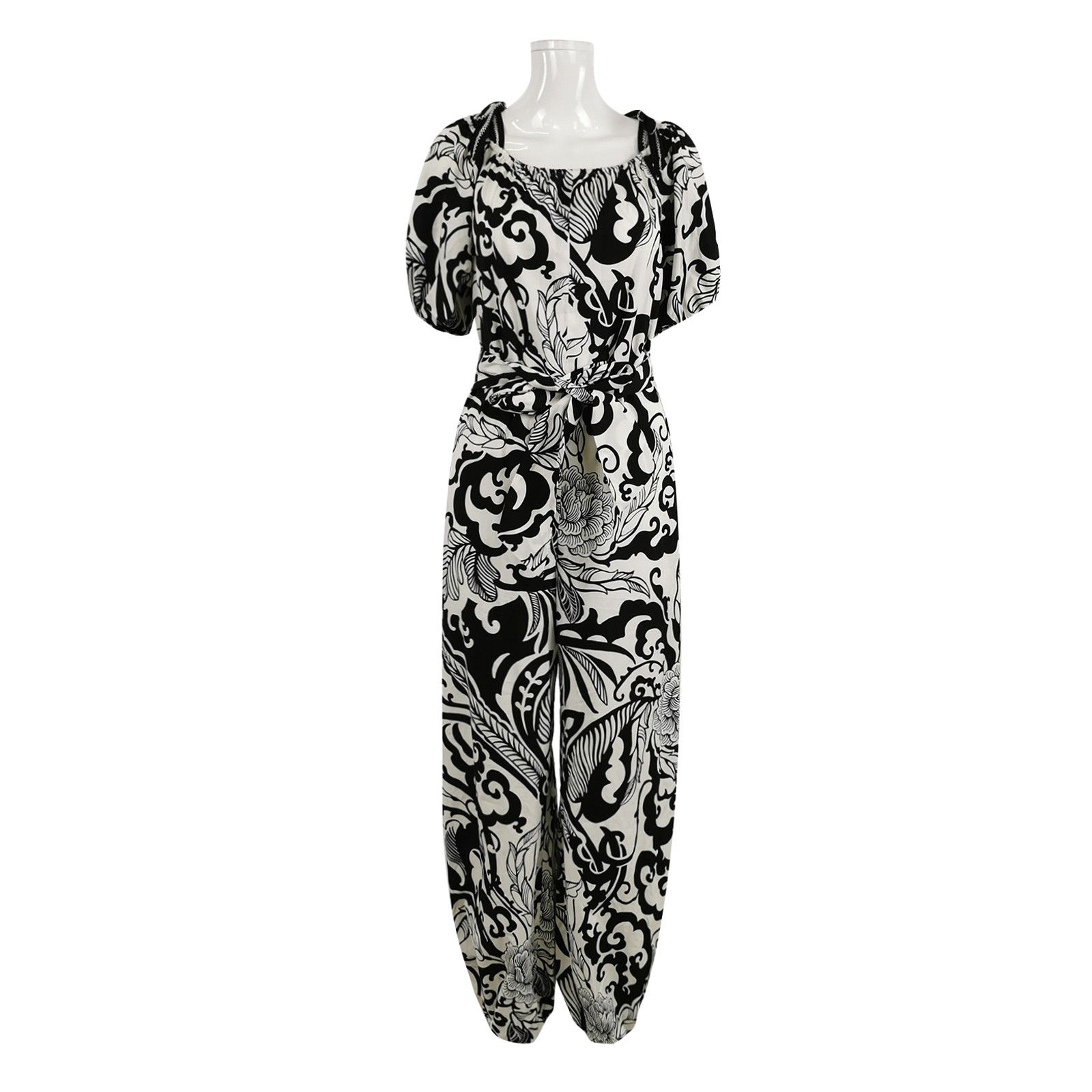 Weekend Max Mara Weekend Max Mara Cotton Black & White Jumpsuit US6 Size 26" / US 2 / IT 38 - 1 Thumbnail