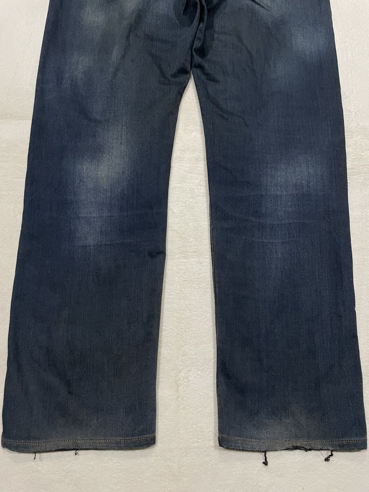 Japanese Brand Vintage BackNumber Distressed Faded Dark Blue Jeans Size US 37 - 13 Thumbnail