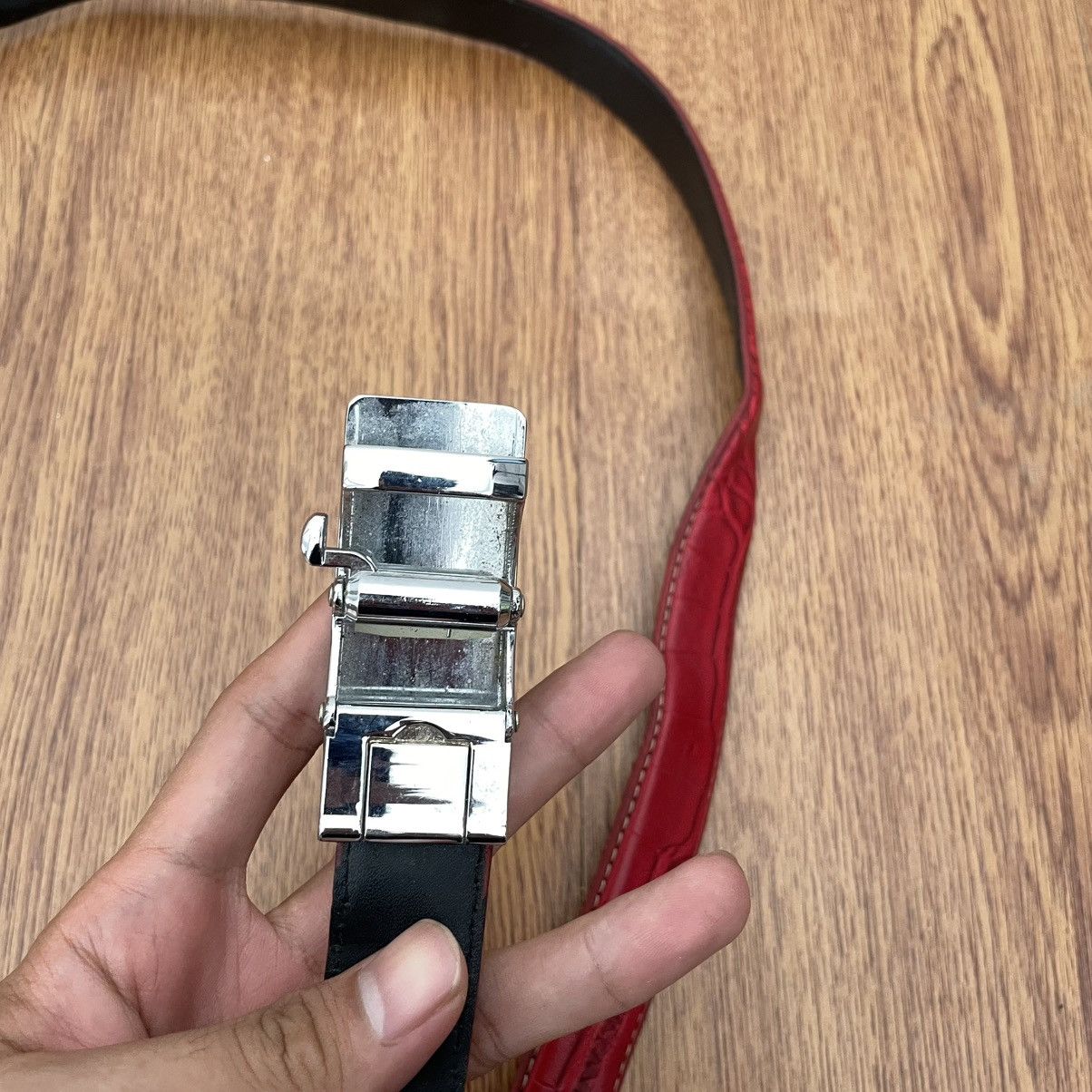 Designer × Japanese Brand Red snakeskin belt Size ONE SIZE - 3 Thumbnail