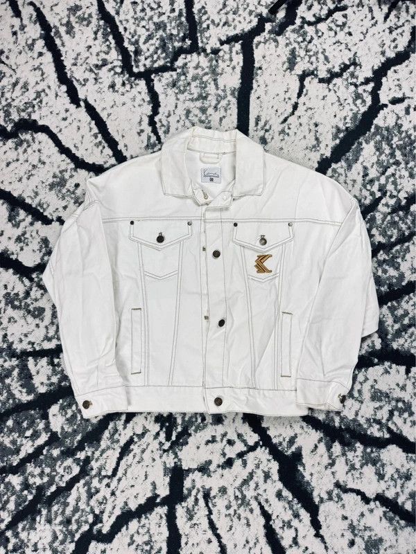 Karl Kani Karl Kani white denim jacket with logo XS boxy Size US XS / EU 42 / 0 - 1 Thumbnail