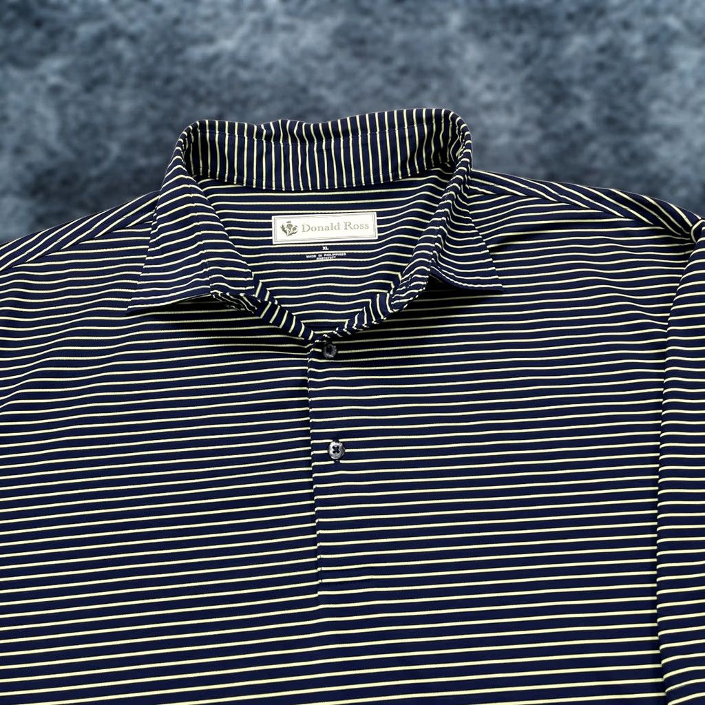 Needles Donald Ross Polo Shirt Mens XL Blue Striped Performance Golf Shirt Size US XL / EU 56 / 4 - 1 Thumbnail