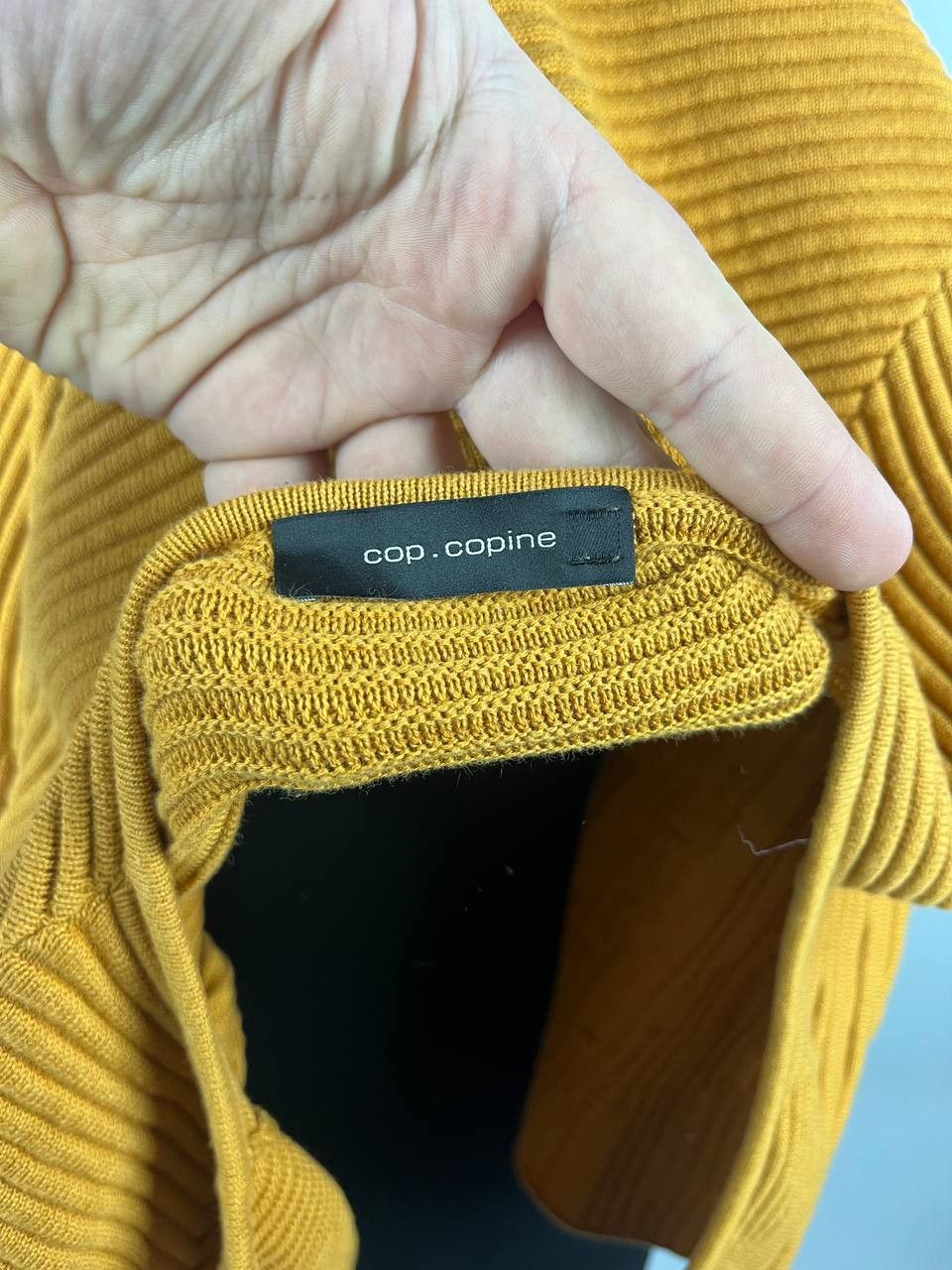 Cop Copine COP COPINE Yellow Asymmetric Cardigan Ribbed Knit Sodalite Size M / US 6-8 / IT 42-44 - 6 Thumbnail