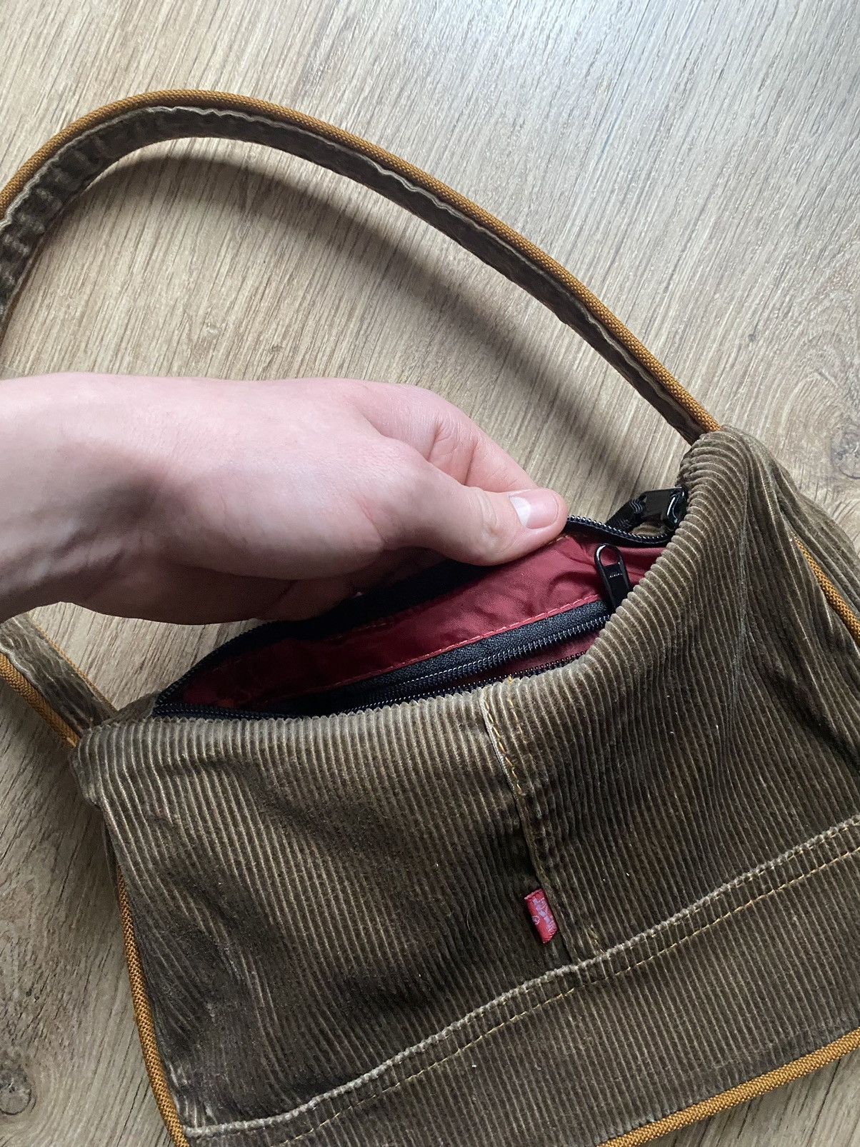 Handmade × Levi's Vintage Levis Y2K velvet brown custom hand made handle bag👜 Size ONE SIZE - 6 Thumbnail