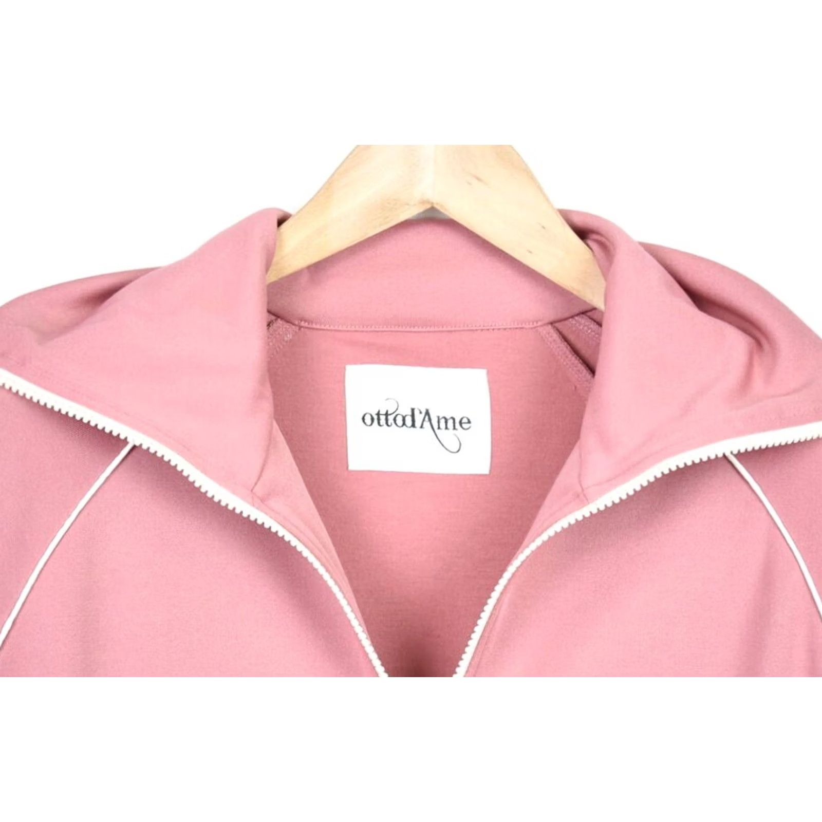 Vintage OTTOD'AME Sweatshirt Women's US 6 Pink White High Neck Pockets Full Zip Sports Size M / US 6-8 / IT 42-44 - 4 Thumbnail