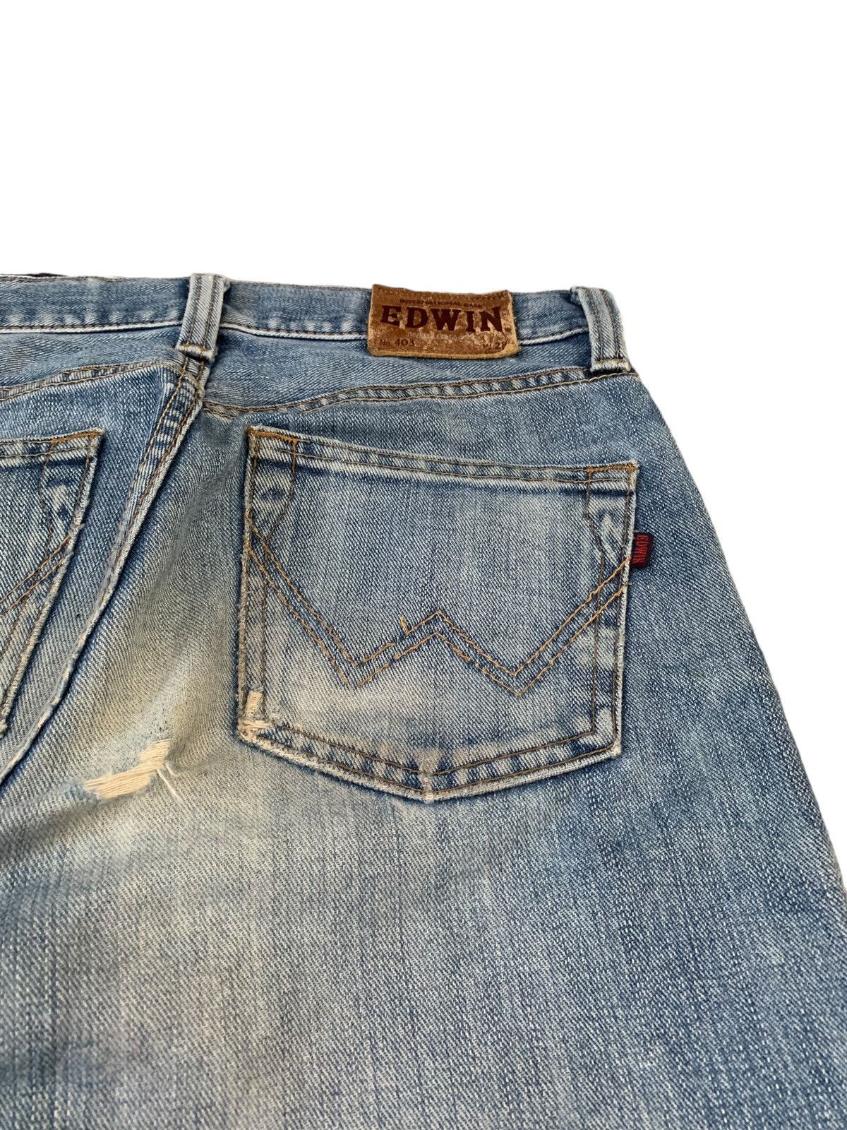 Edwin × Japanese Brand Edwin 403 Tapered Distressed Denim Pants (AC46) Size US 30 / EU 46 - 12 Thumbnail