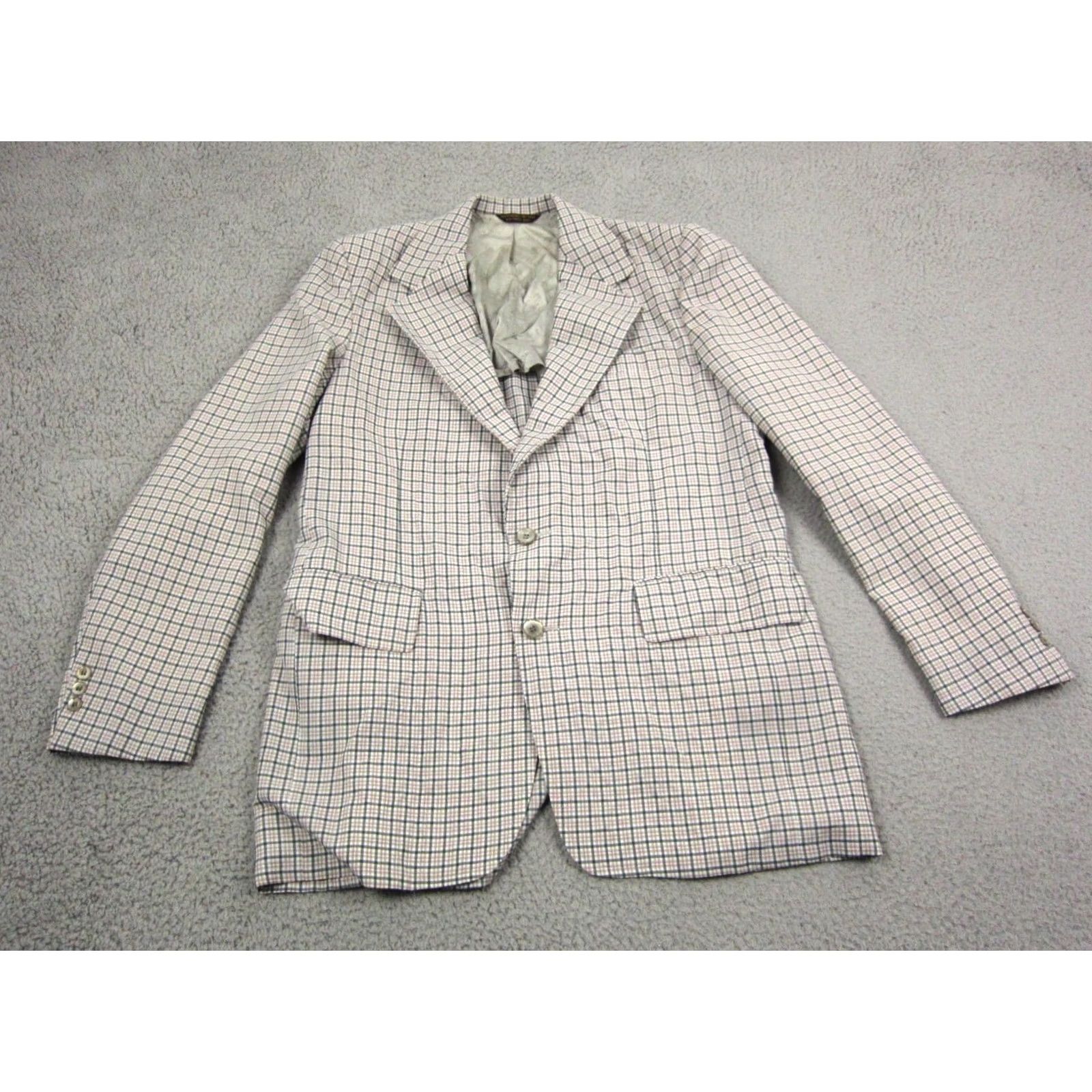 Vintage Vintage Palm Beach Blazer Mens 42 Gray Plaid Tuxedo Coat Two-Button 80s 90s Shirt Mens Size 42R - 2 Thumbnail