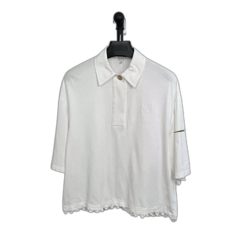 Loewe Loewe White Embroidered Logo Lace Polo Shirt-yf Size US XS / EU 42 / 0 - 1 Thumbnail