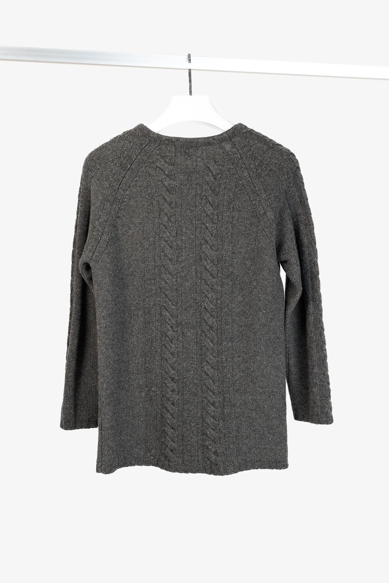Prada Prada Grey Cable-Knit Raglan Sweater Size S / US 4 / IT 40 - 2 Thumbnail
