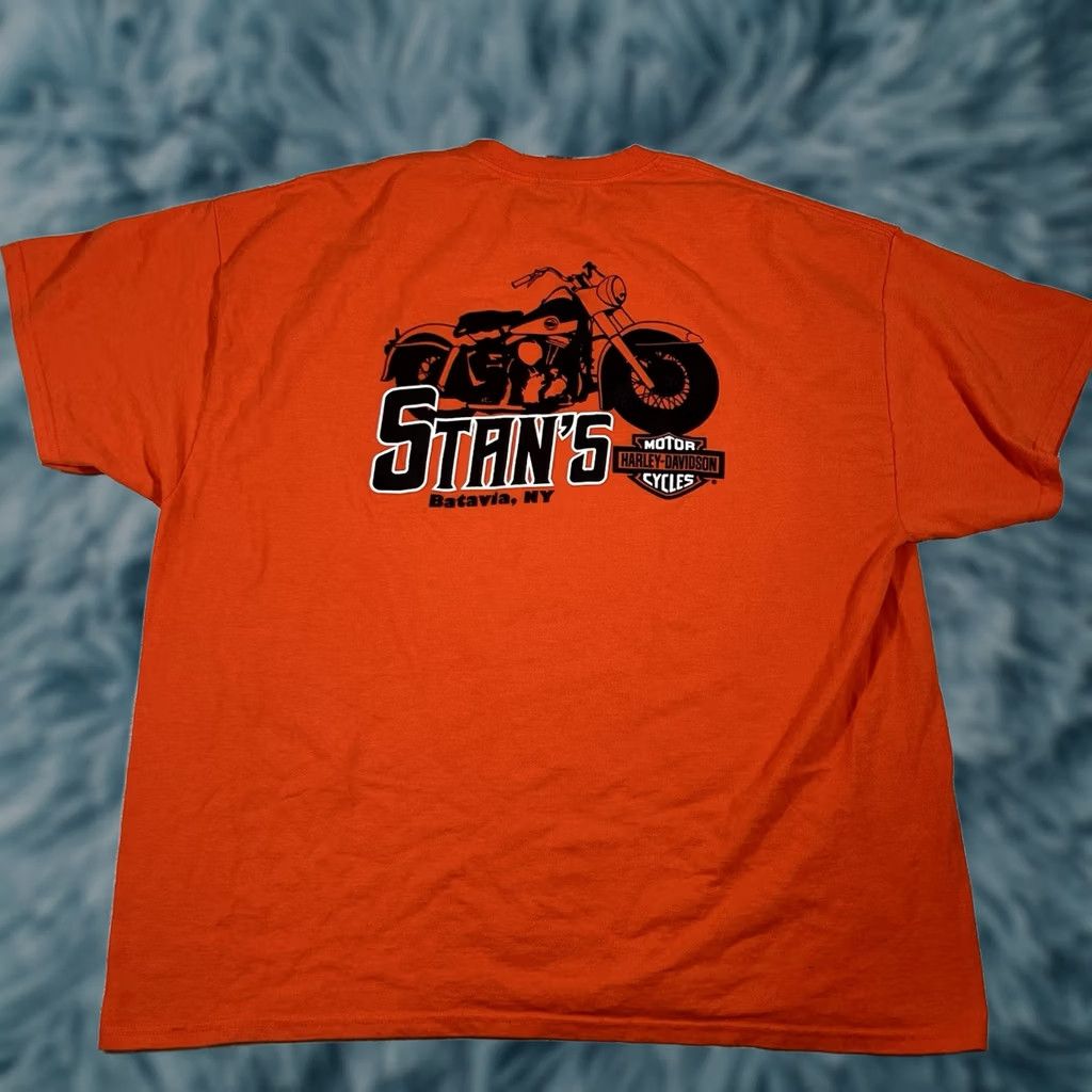 Harley Davidson VINTAGE Harley-Davidson T-Shirt Men 2XL Orange Biker NY Batavia NY Stan’s Batavia NY Mens Size US XXL / EU 58 / 5 - 1 Thumbnail