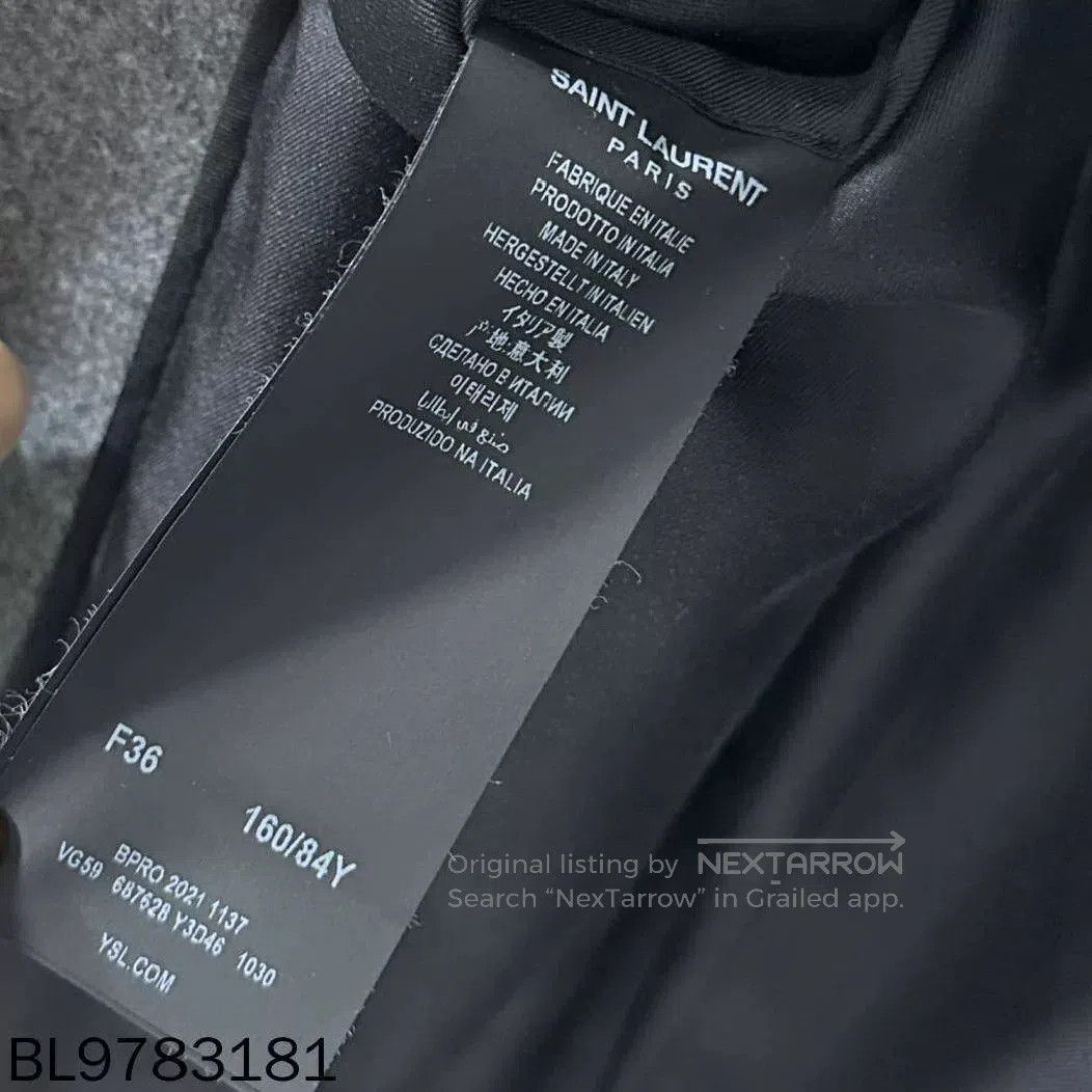 Saint Laurent Paris Saint Laurent Gray Peak Lapel Blazer. Size XS / US 0-2 / IT 36-38 - 4 Thumbnail