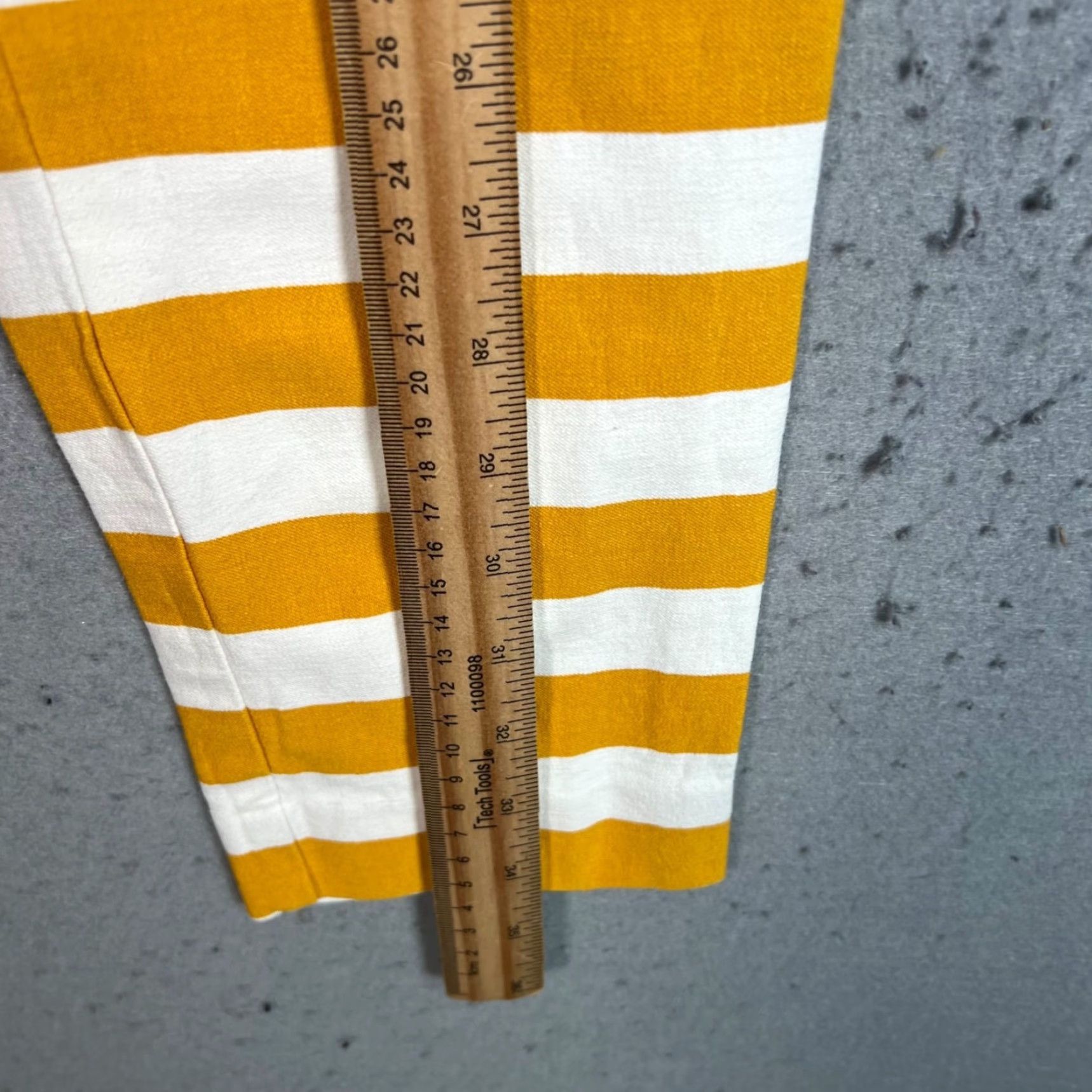 Vintage VINTAGE New York & Company Yellow & White Striped Stretch Pants Womens Size 4 Cropped Skinny Cotton Blend 26 in Inseam Womens Size 27" / US 4 / IT 40 - 6 Thumbnail