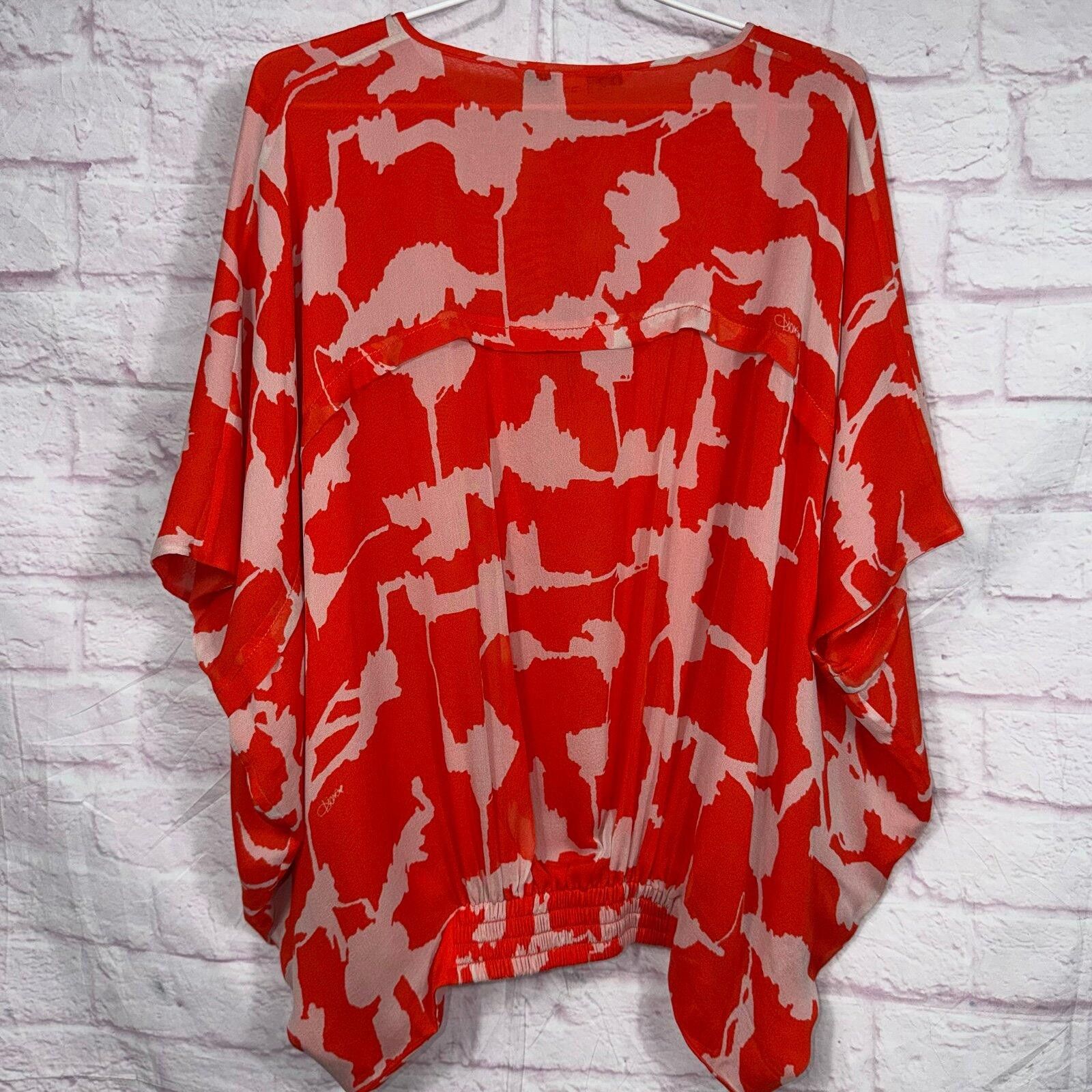 Diane von Furstenberg Diane von Furstenberg Medium Red Abstract Silk Blouse Size M / US 6-8 / IT 42-44 - 7 Thumbnail