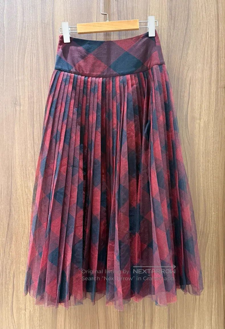 Dior Dior Red and black plaid gauze skirt Size 42" / US 20 - 2 Thumbnail