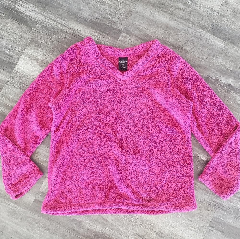 Faded Glory Pink Vibrant FG Plush Vneck Sweater Size L / US 10 / IT 46 - 1 Thumbnail