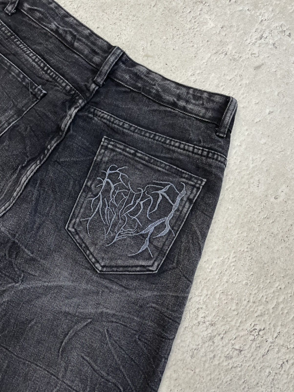 Coogi Black Denim distressed wide coogi style Pants Stitch sk8 Size US 31 - 9 Thumbnail
