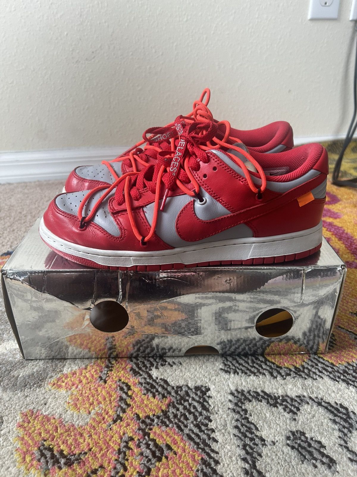 Nike Off-white university red Nike dunk Size US 9 / EU 42 - 4 Thumbnail