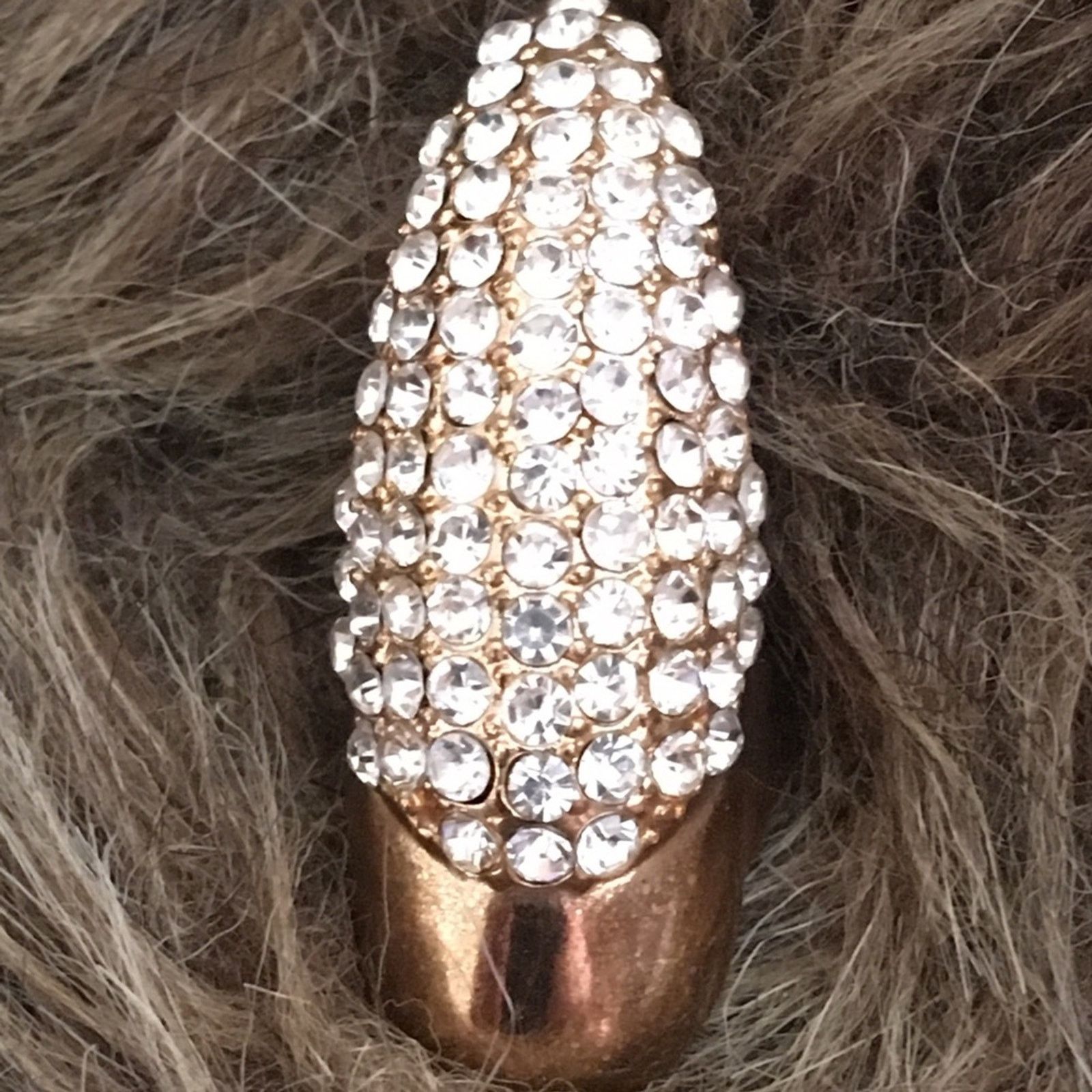 Jewelry Rhinestone covered gold tone claw fingertip ring Size ONE SIZE - 10 Thumbnail