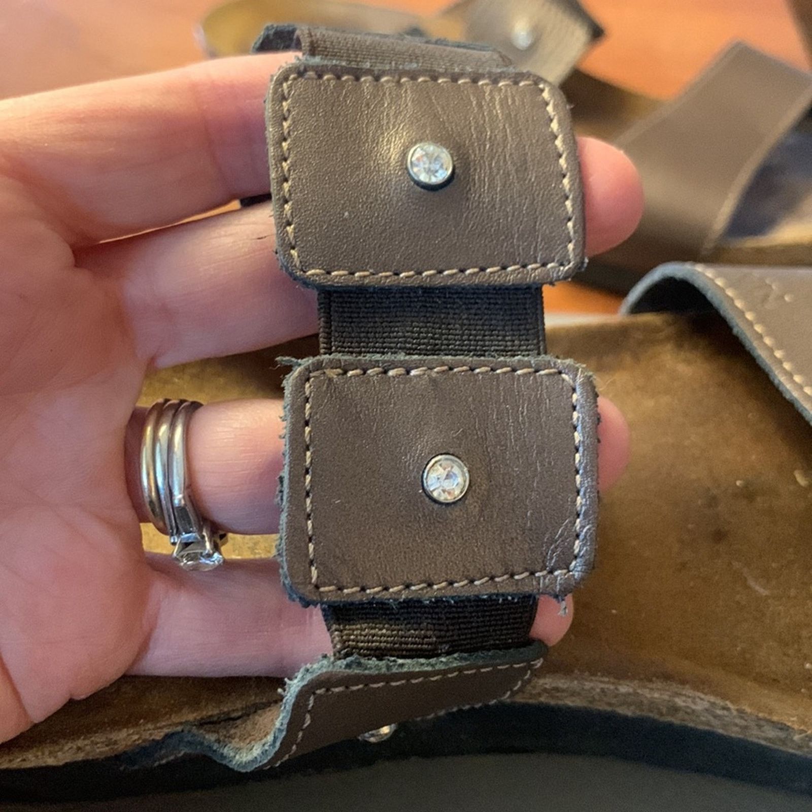 Vintage Naot Ashley metallic bronze leather sandals "gems" on strap Size US 9 / IT 39 - 3 Thumbnail