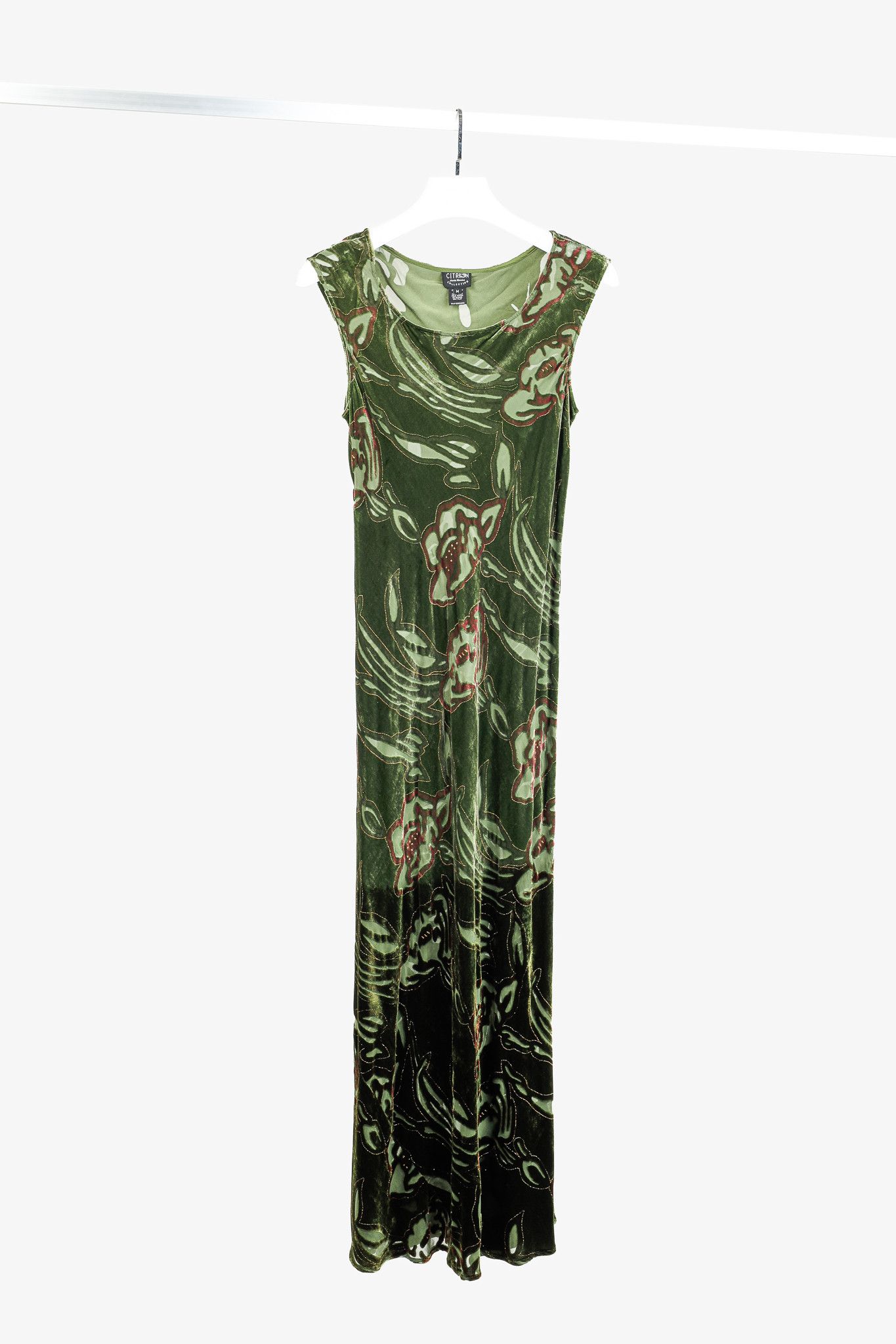 Other Citron Santa Monica Green Floral-Burnout Velvet Maxi Dress Size M / US 6-8 / IT 42-44 - 1 Thumbnail