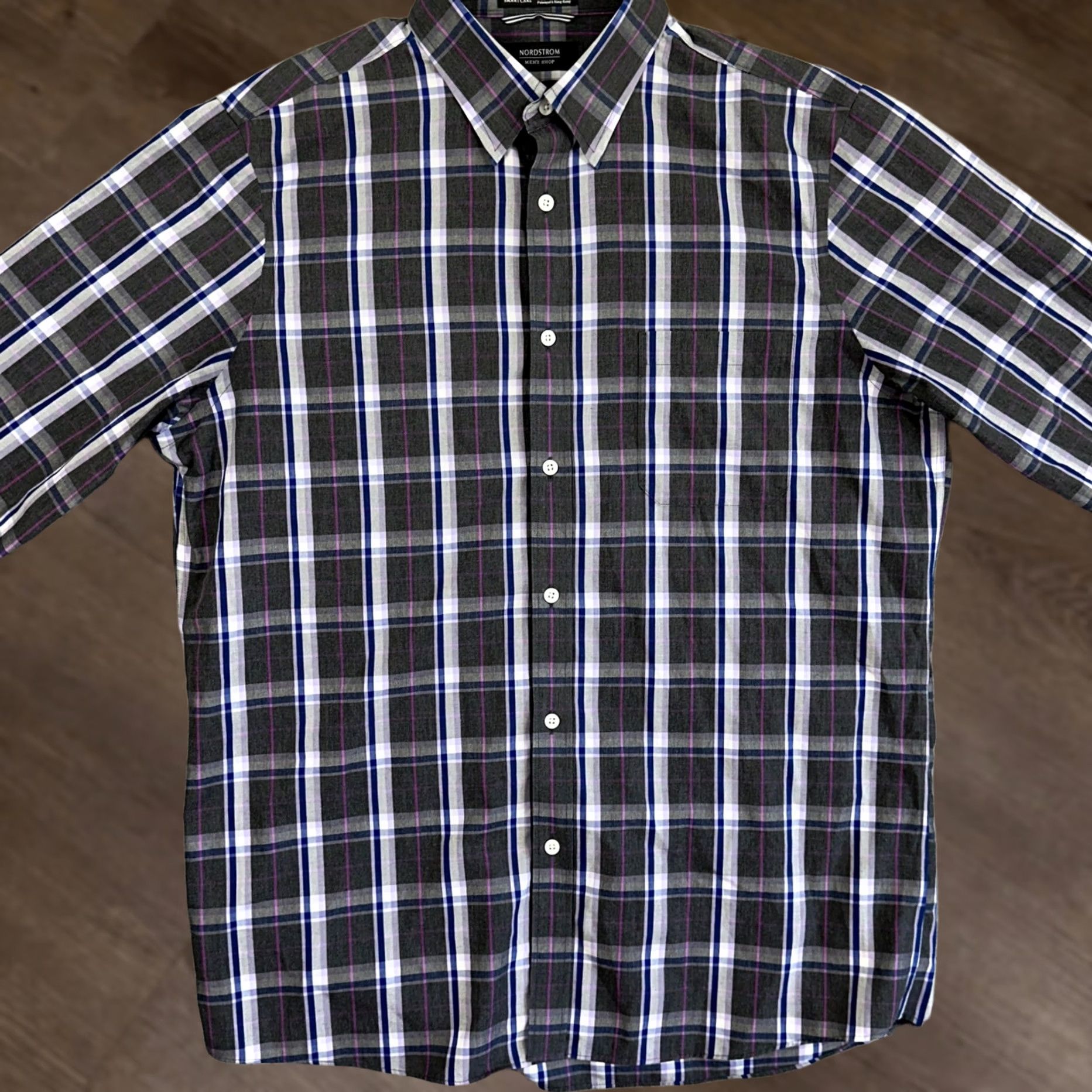 Nordstrom Nordstrom Button Up Shirt Mens Large Gray White Plaid Long Sleeve Regular Fit Size US L / EU 52-54 / 3 - 1 Thumbnail
