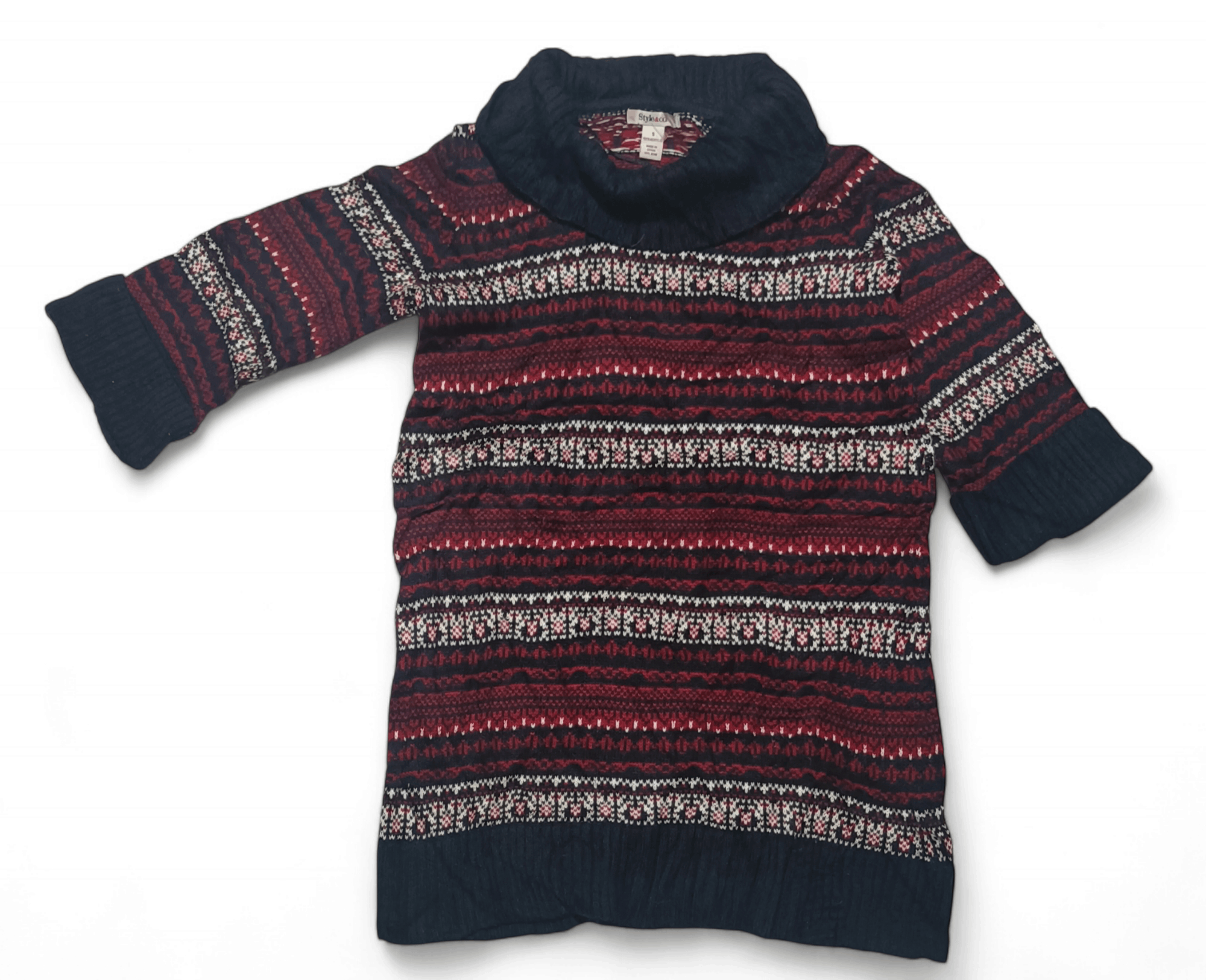 Other Vintage 90s STYLE & CO Women's Ethnic Long Knit Sweater Size S / US 4 / IT 40 - 3 Thumbnail