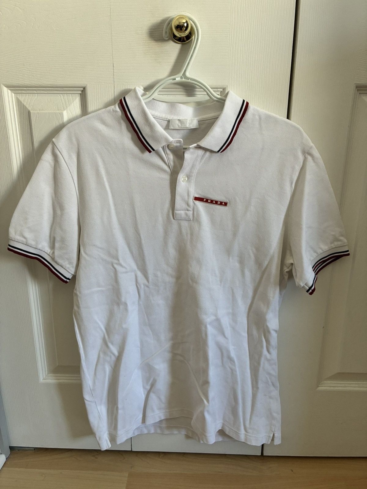Prada Red Tab Logo Polo Shirt