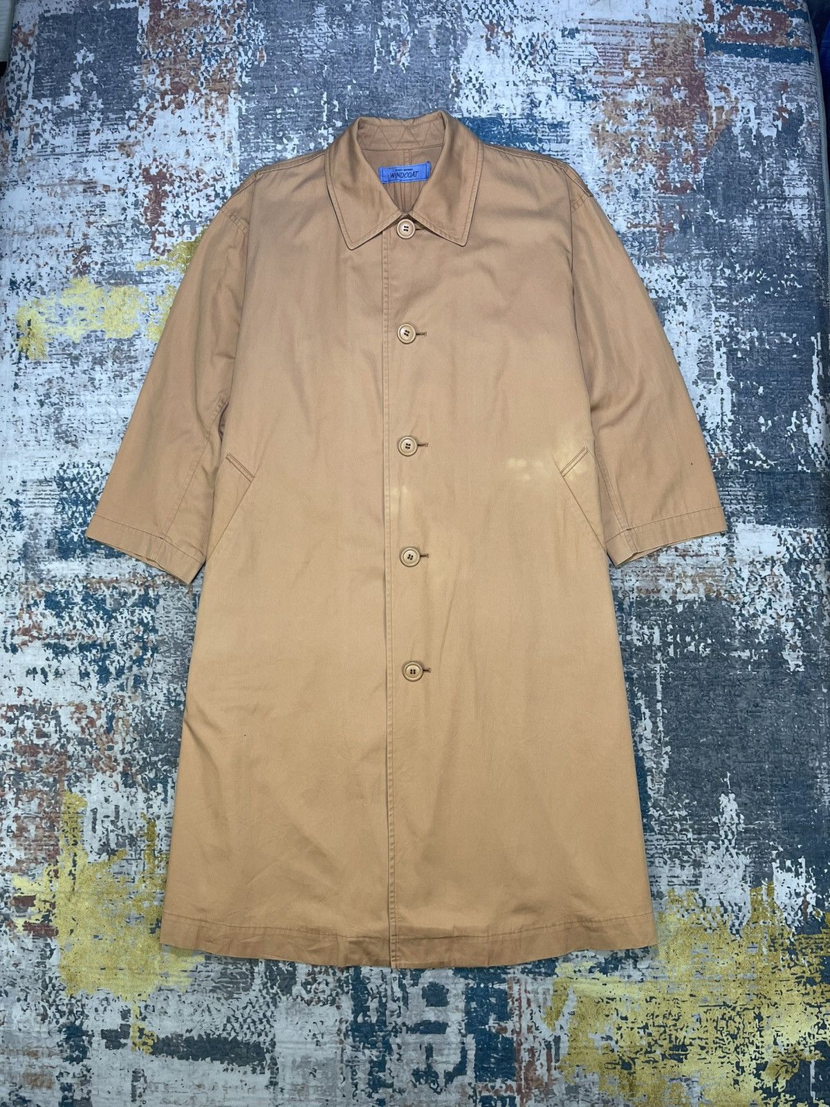 Issey Miyake Vtg 80s Issey Miyake Windcoat Cotton Khaki Coat Size US M / EU 48-50 / 2 - 2 Thumbnail