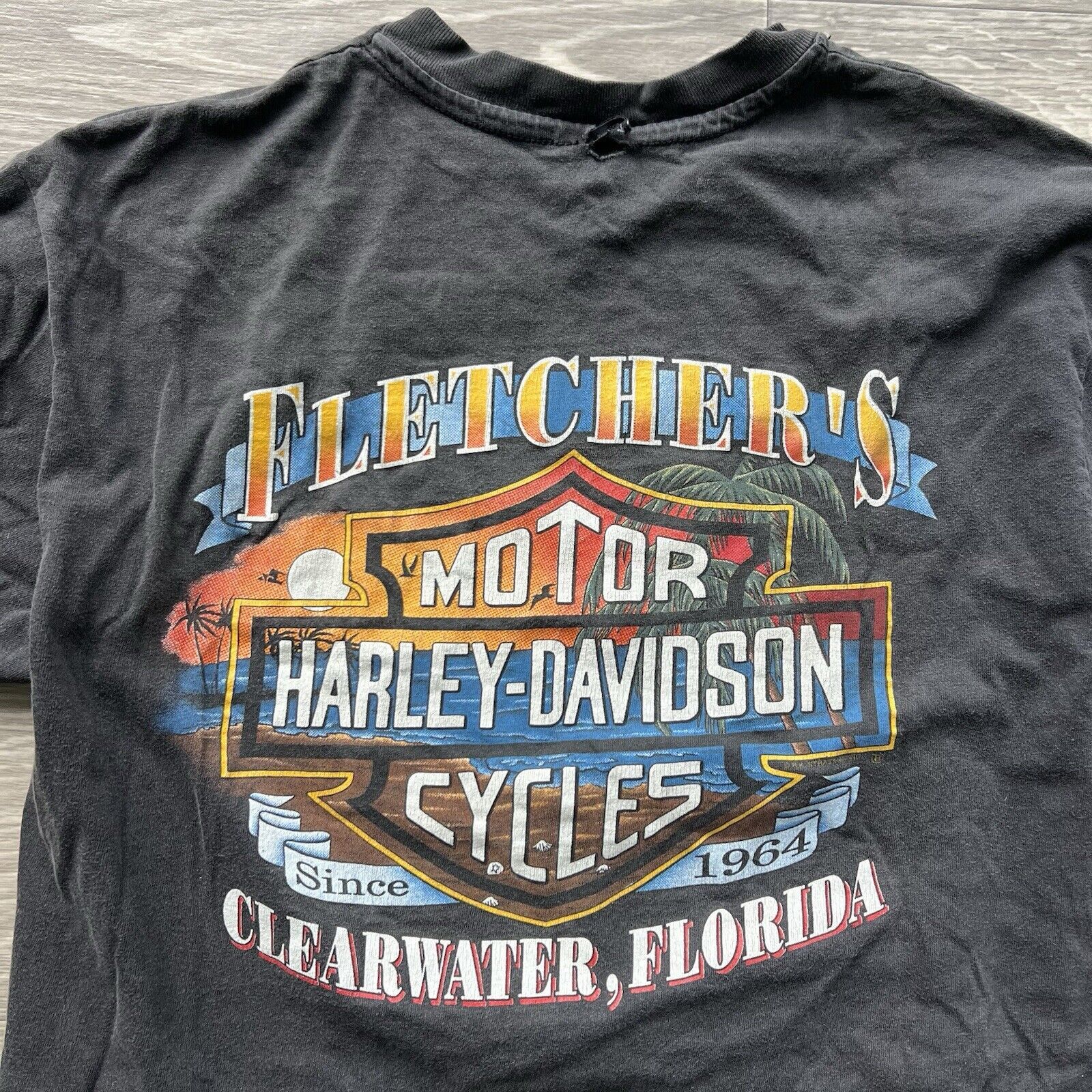 Harley Davidson Vintage 90s Harley Davidson Clearwater Florida Faded t shirt Size US L / EU 52-54 / 3 - 6 Thumbnail