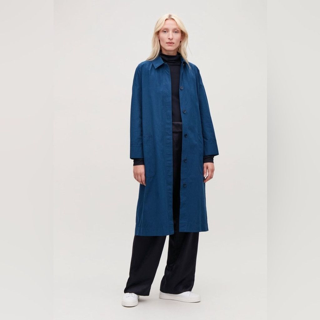 Cos COS Blue Long Jacket with Gathered Back Size 2 Size XS / US 0-2 / IT 36-38 - 1 Thumbnail