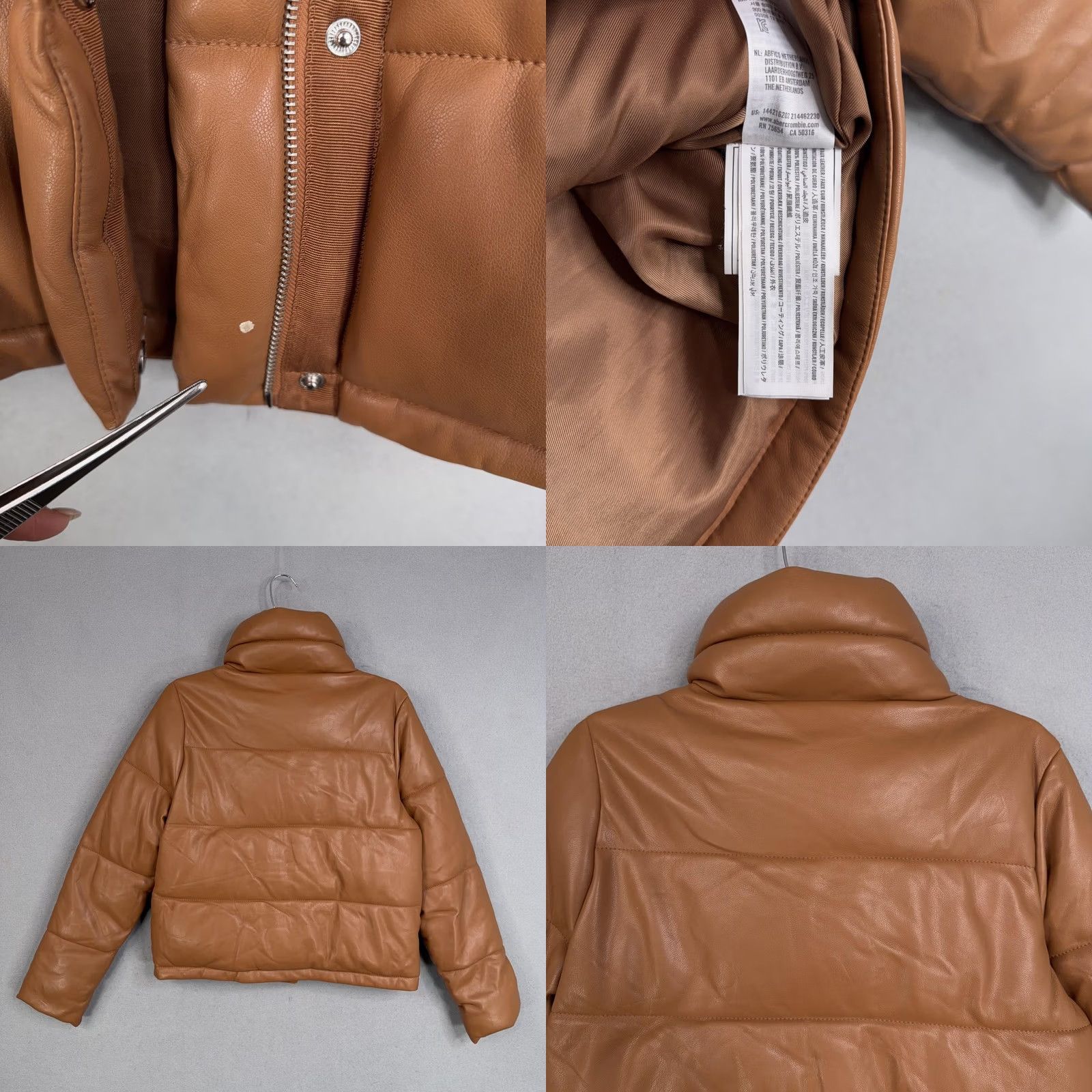 Abercrombie & Fitch Abercrombie Fitch Jacket Womens Small Brown Faux Leather Mini Puffer Streetwear Size S / US 4 / IT 40 - 8 Thumbnail