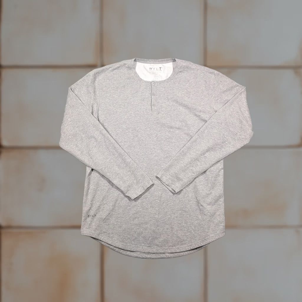 Vintage VINTAGE: none not vintage; BYLT Shirt Mens L Gray Henley Long Sleeve Drop-Cut BYLT Blend Stretch Shirt Mens Large Gray Henley Long Sleeve BYLT Size US L / EU 52-54 / 3 - 1 Thumbnail