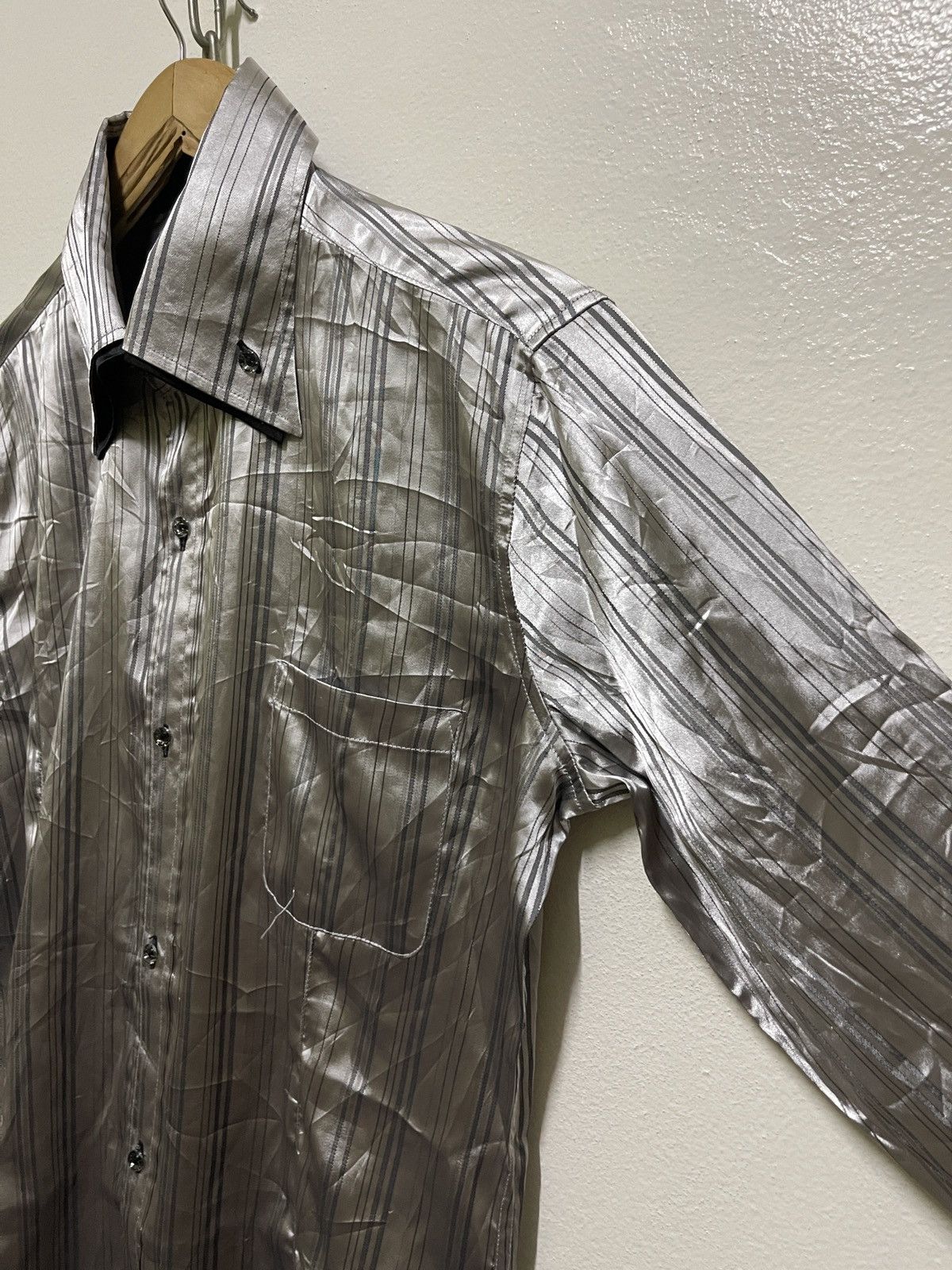 Japanese Brand × semanticdesign Semantic Design Silver Striped Shirt Size US L / EU 52-54 / 3 - 4 Thumbnail