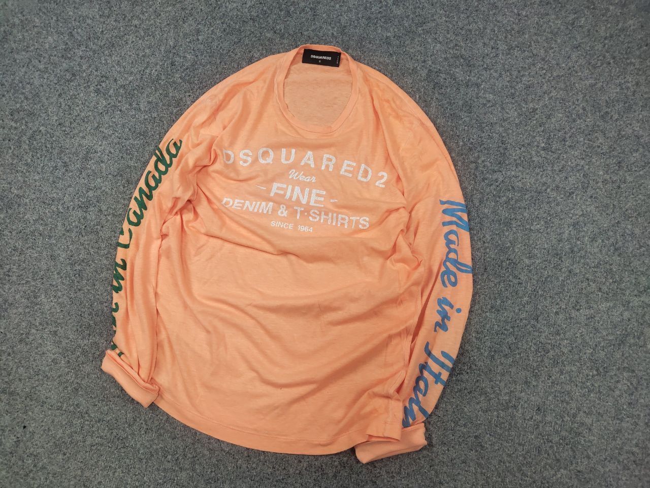 Dsquared2 Dsquared2 Design Peach Longsleeve Spellout Logo T-shirt Size US S / EU 44-46 / 1 - 3 Thumbnail