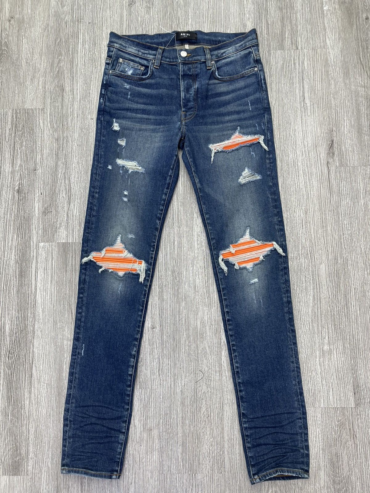 Amiri Amiri MX1 jeans (dark blue/orange) Size US 33 - 1 Thumbnail