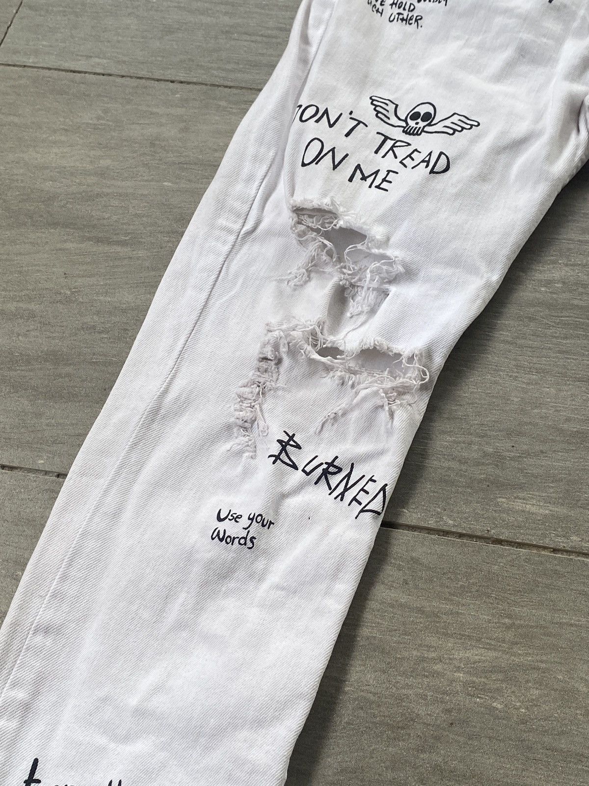 Zara 💥Zara Man Distressed Patch work and graffiti denim Pants Size 27" / US 4 / IT 40 - 5 Thumbnail