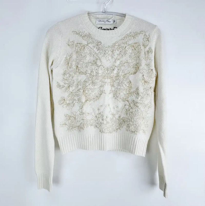 Dior Dior White Wool Women's Pullover Sweater 0089 Size ONE SIZE - 1 Thumbnail
