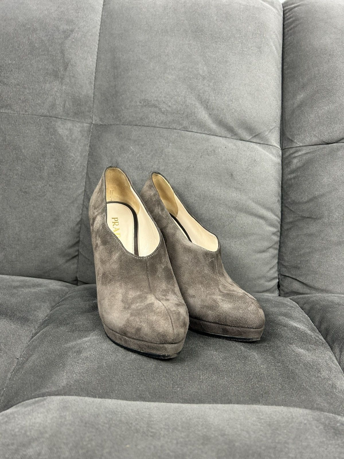 Prada Prada Luxury Brown Suede Ankle Boots High Heels Size US 6 / IT 36 - 2 Thumbnail